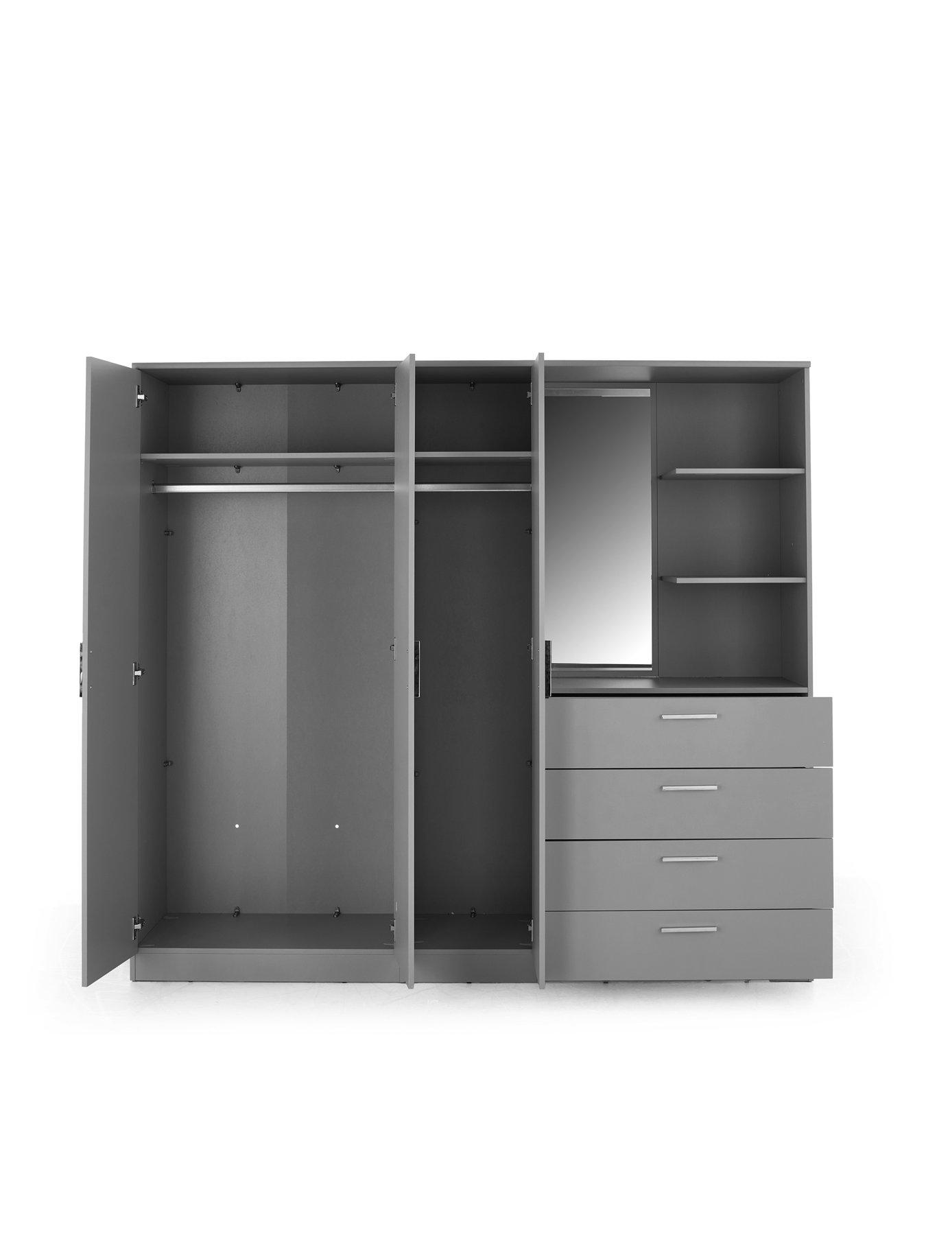 Image 4 of 7 of The Very Collection Panama 3 Door 4 Drawer Combi Wardrobe - Grey - FSC&reg; Certified
