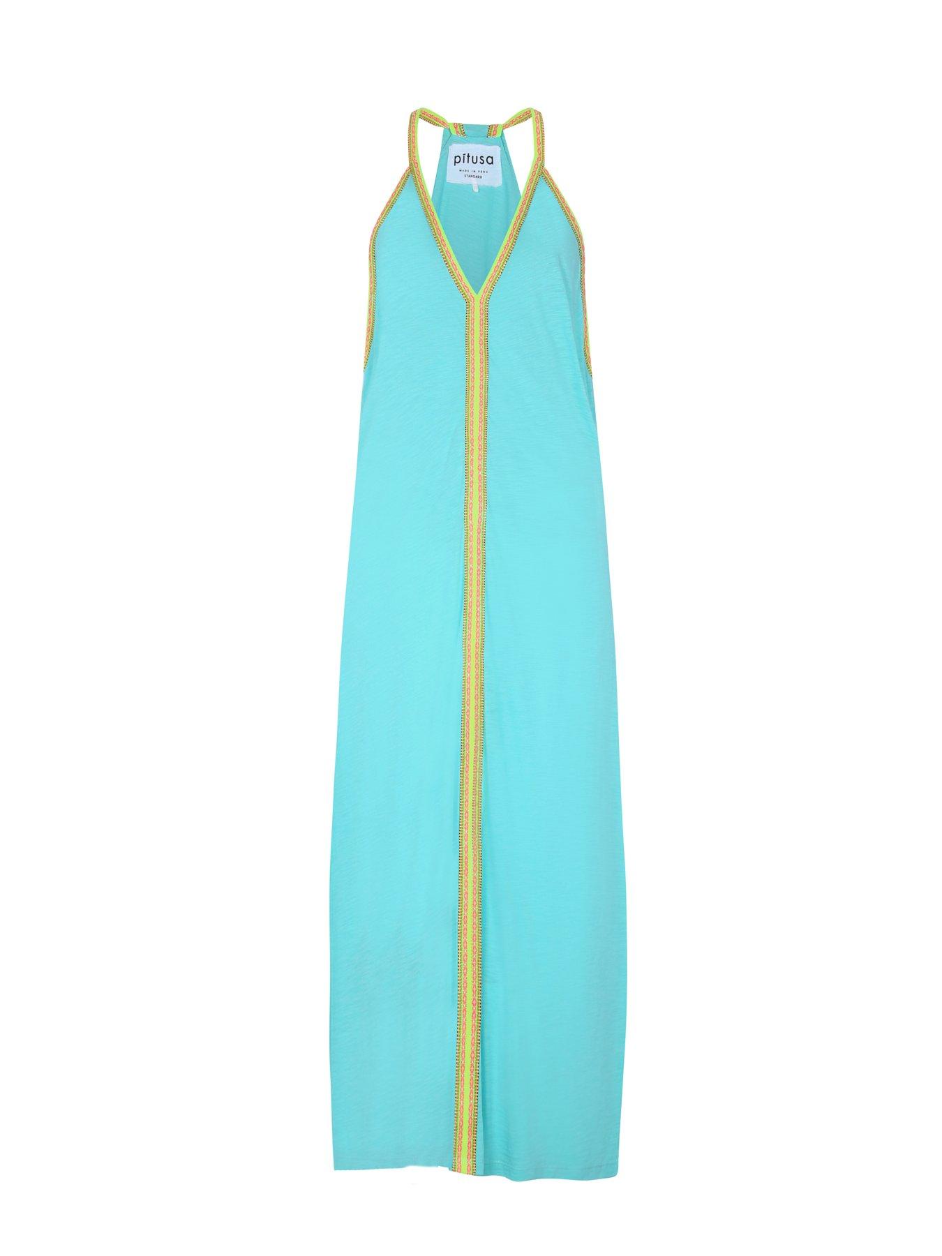  image of pitusa-pima-maxi-beach-dress-turquoise