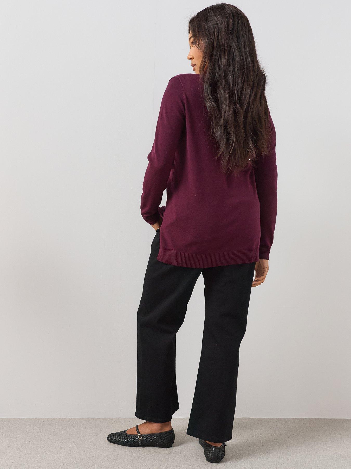 Image 2 of 6 of The Very Collection Women's Curve Classic Comfort V-Neck Longline Jumper - Plum
