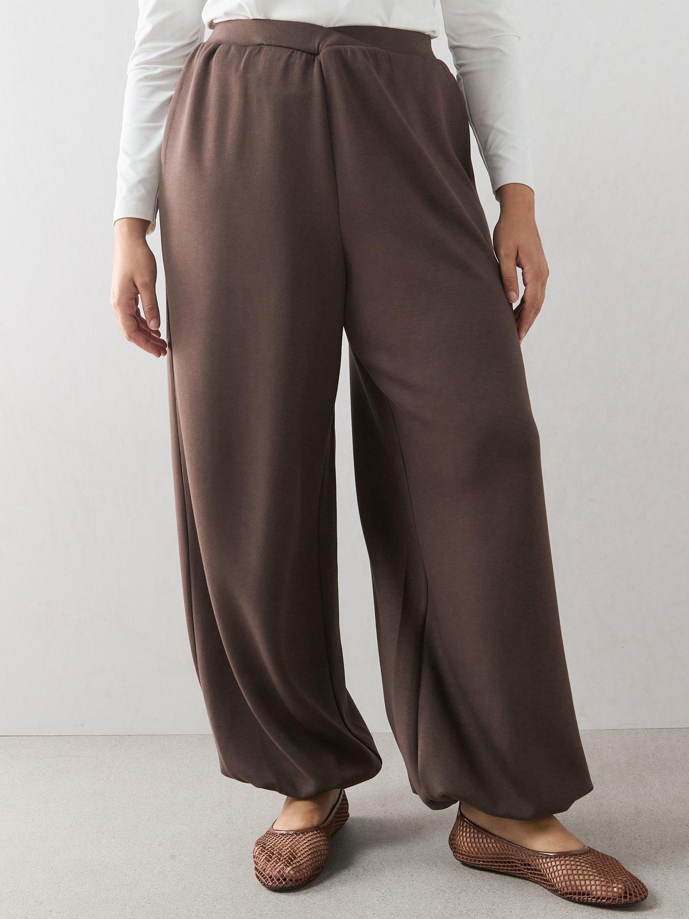 The Very Collection Curve Draped Cuffed Jogger Co-ord - Brown