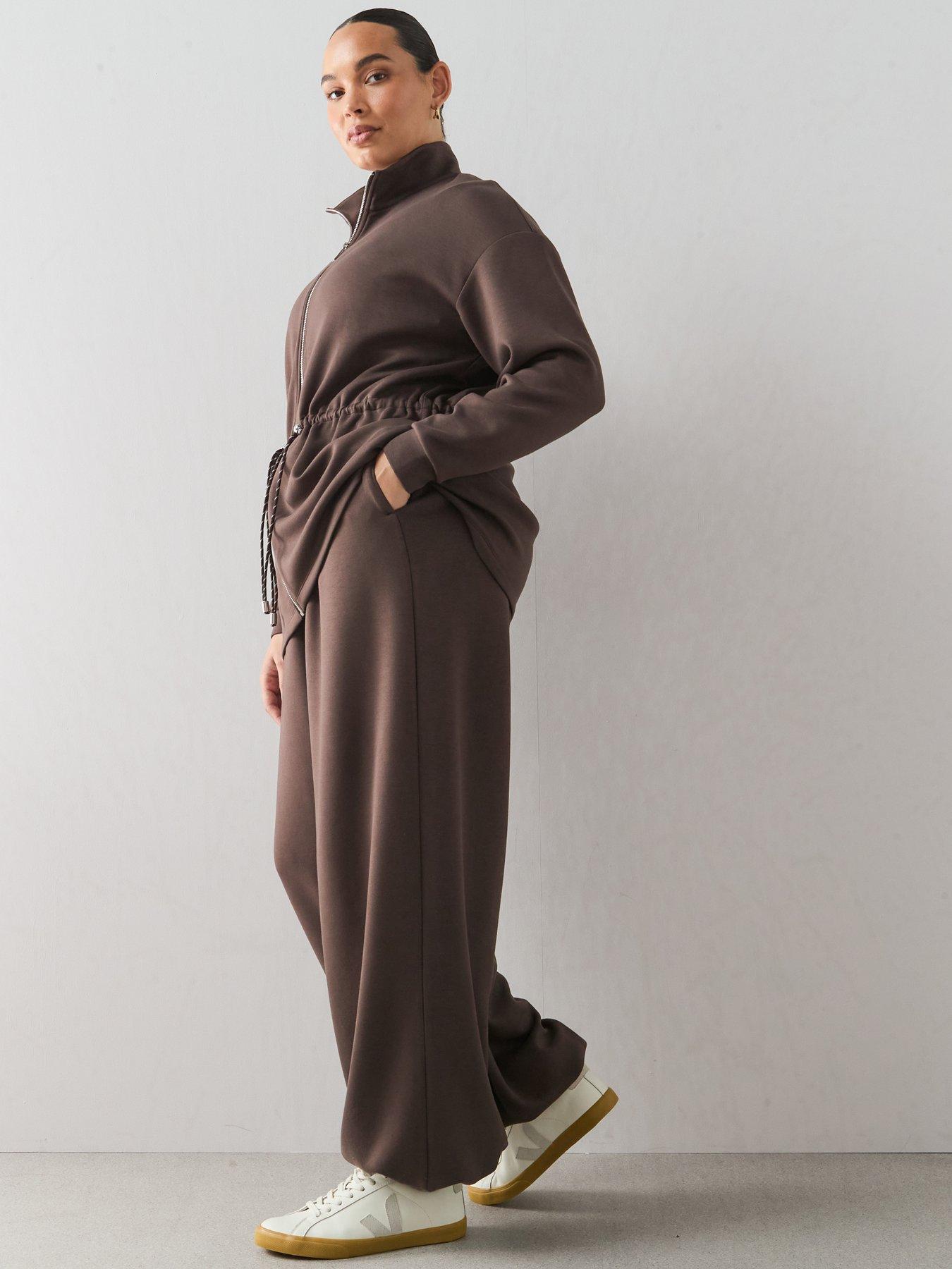 Image 3 of 6 of The Very Collection Curve Elastic Draped Cuffed Jogger Co-ord - Brown