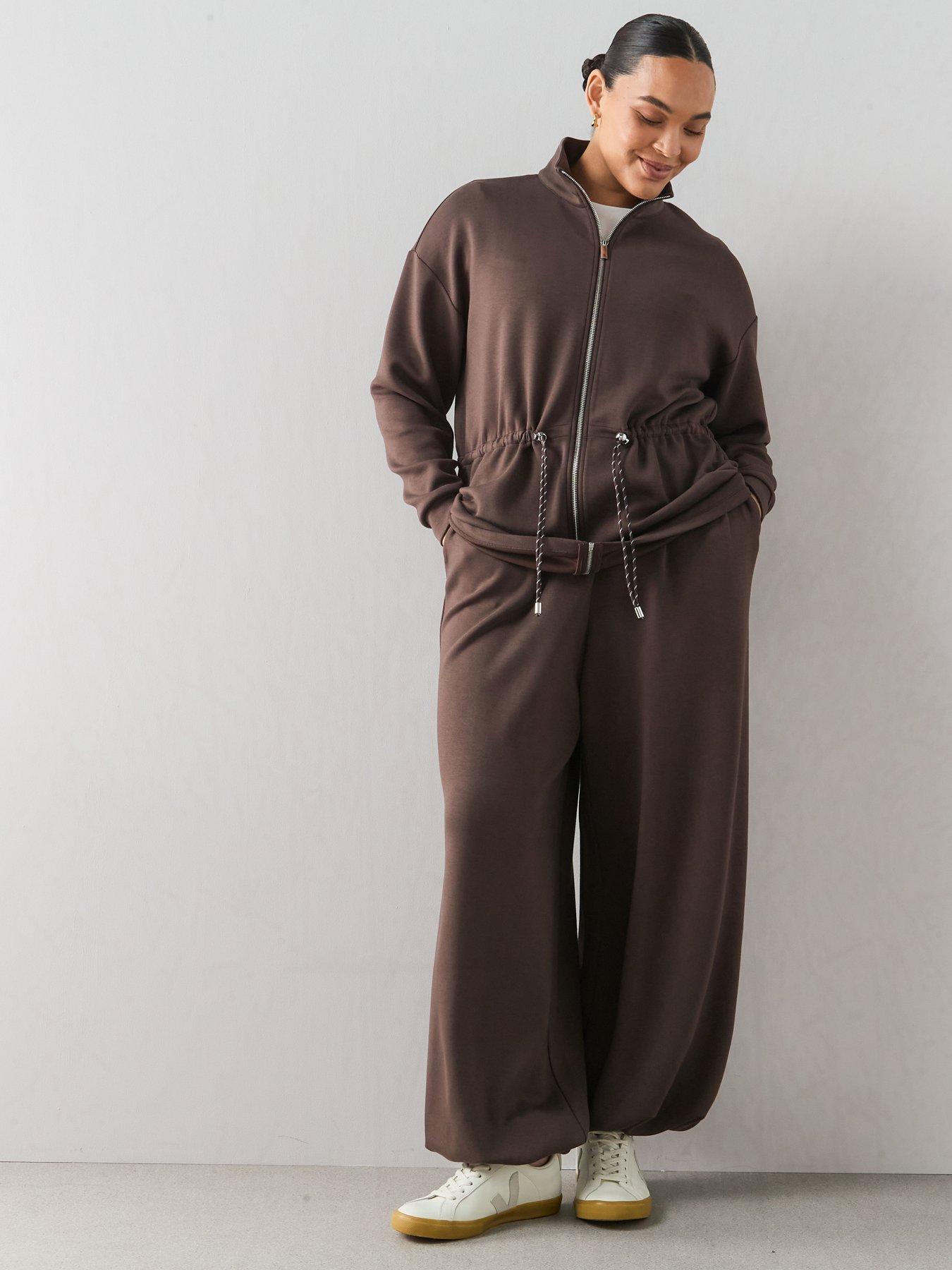 Image 5 of 6 of The Very Collection Curve Elastic Draped Cuffed Jogger Co-ord - Brown