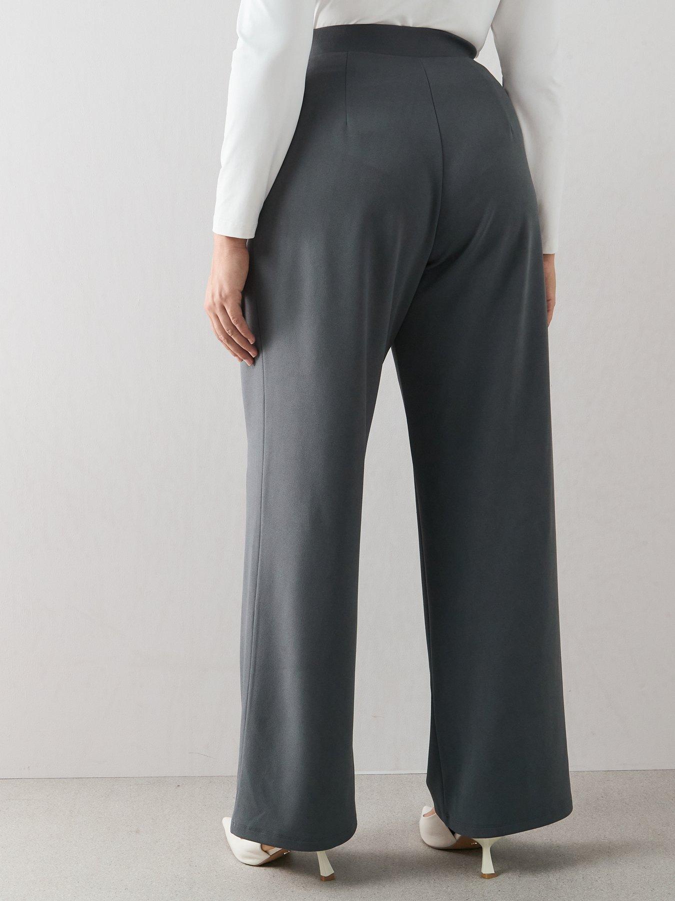 Image 2 of 6 of The Very Collection Curve Buckle Detail Wide Leg Stretch - Dark Grey