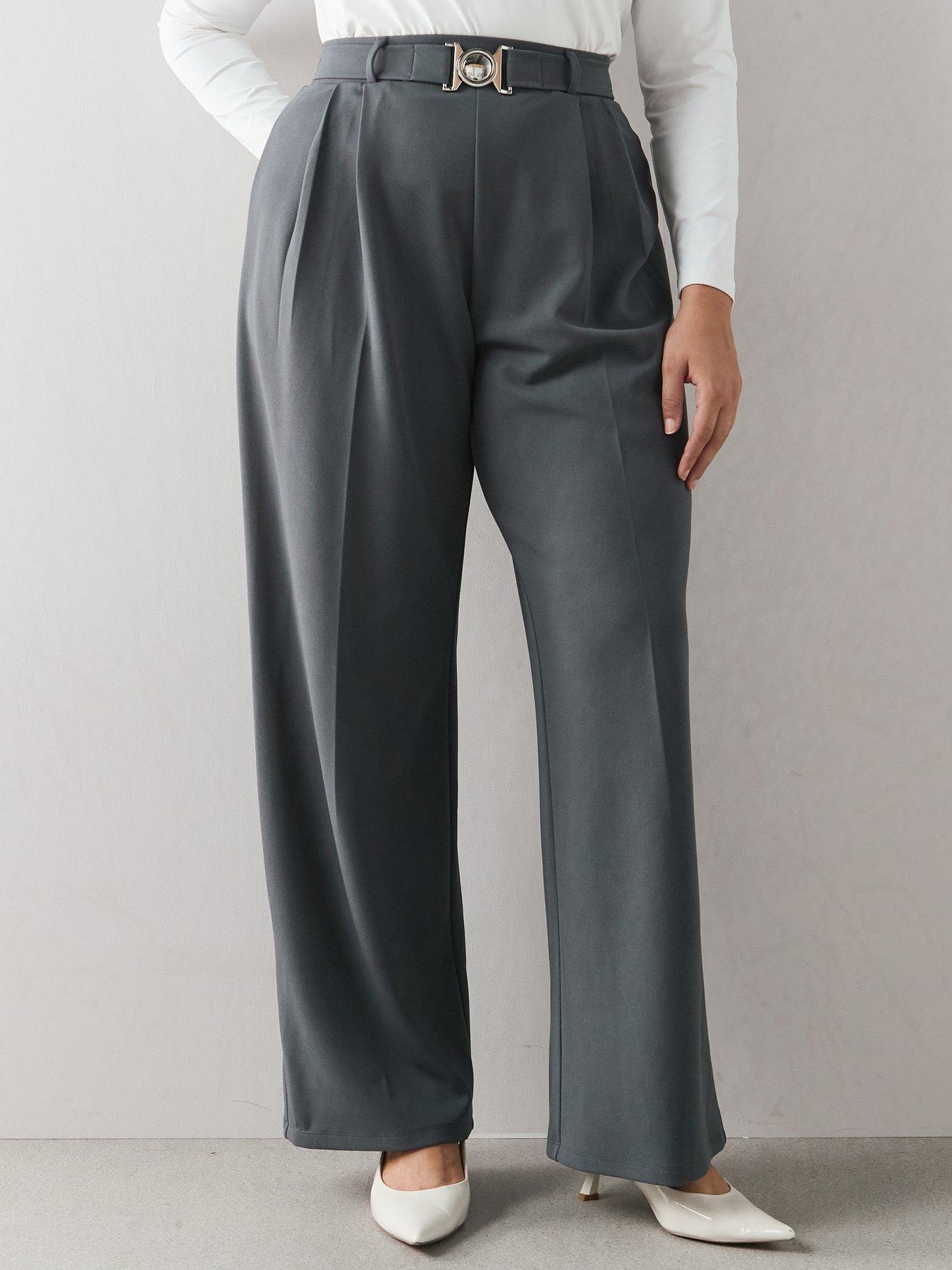 Image 3 of 6 of The Very Collection Curve Buckle Detail Wide Leg Stretch - Dark Grey