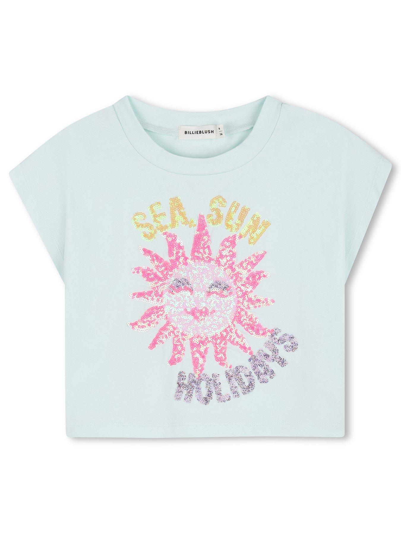 Billieblush Girls Sun Sequin Short Sleeve T-shirt - Green