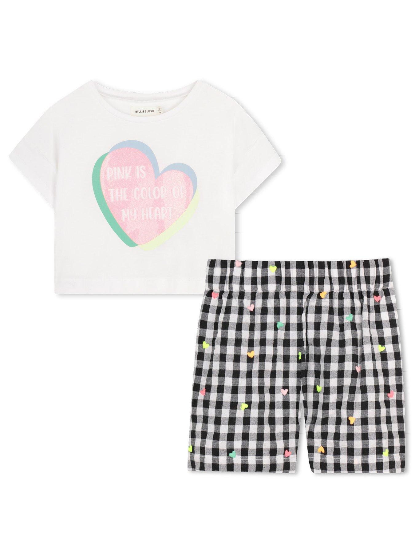 Billieblush Girls Gingham Shorts And T-shirt Set - White
