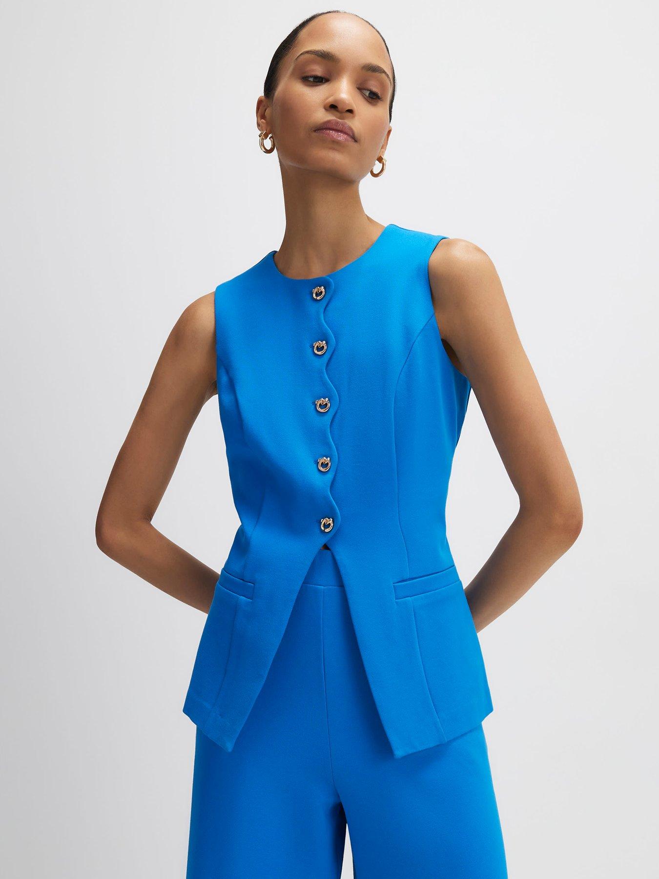 River Island Short Scallop Ponte Waistcoat - Blue