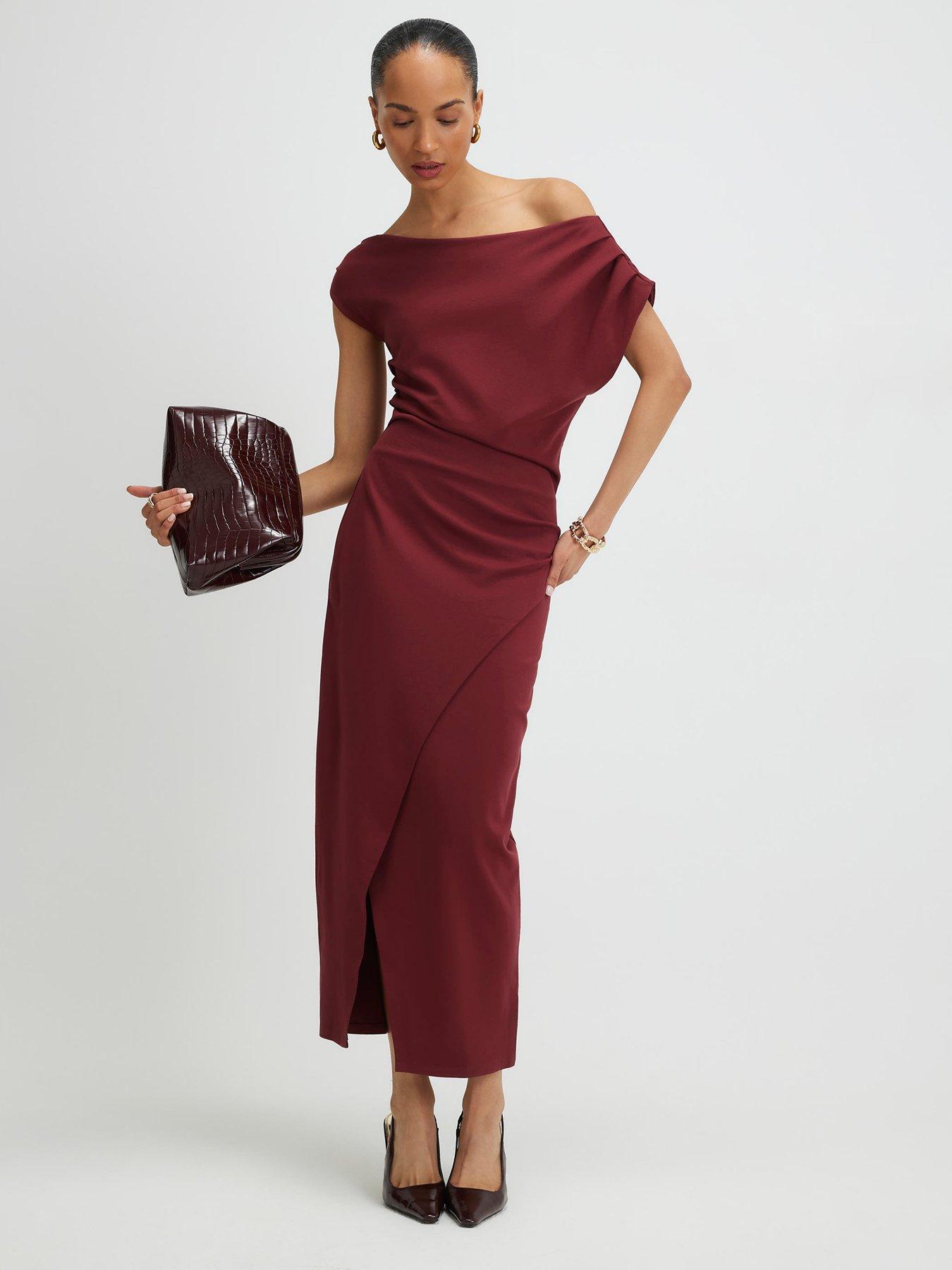 River Island Short Ponte Drape Midi Dress - Purple