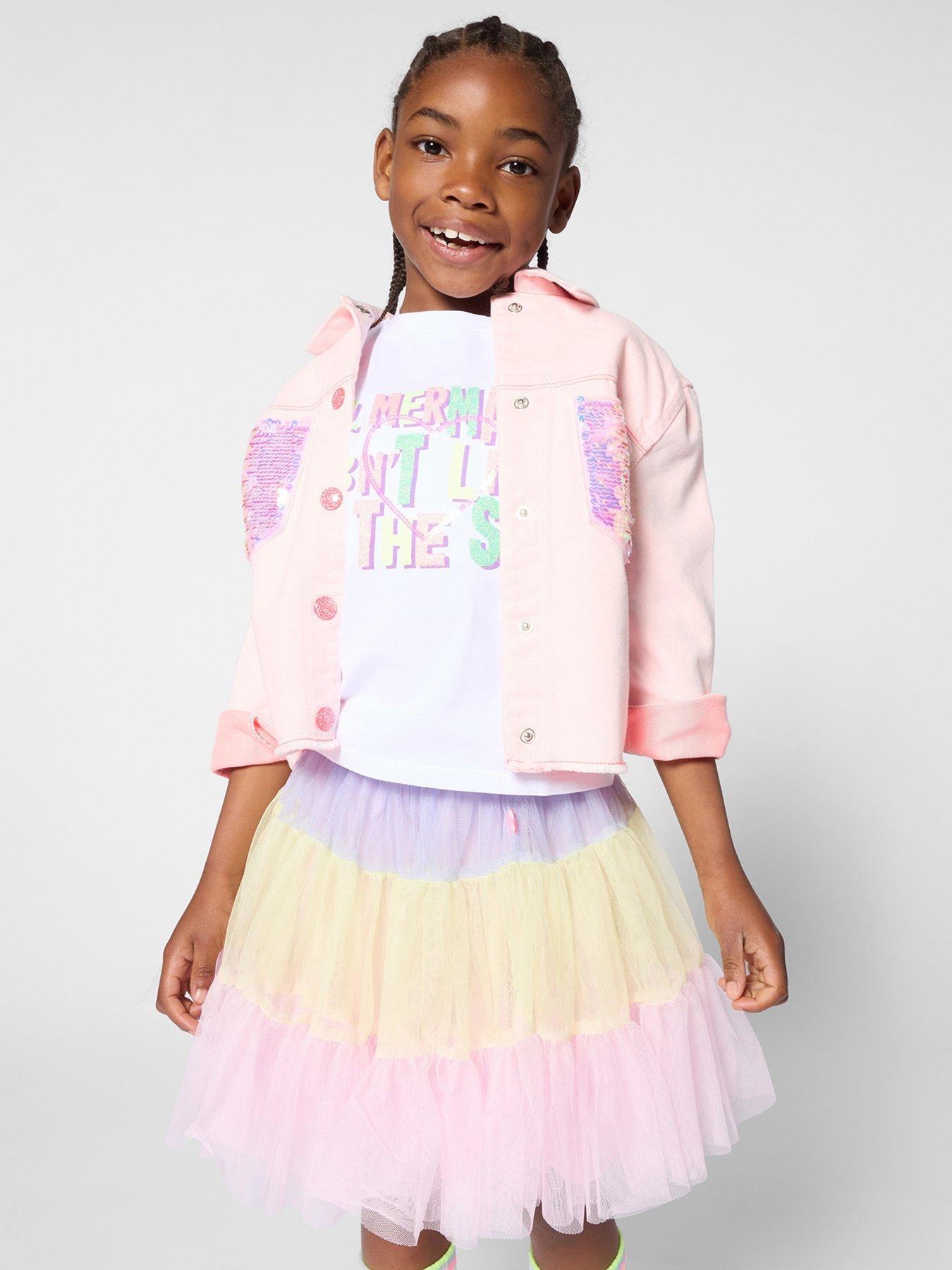 Billieblush Girls Sequin Pocket Denim Jacket - Pink