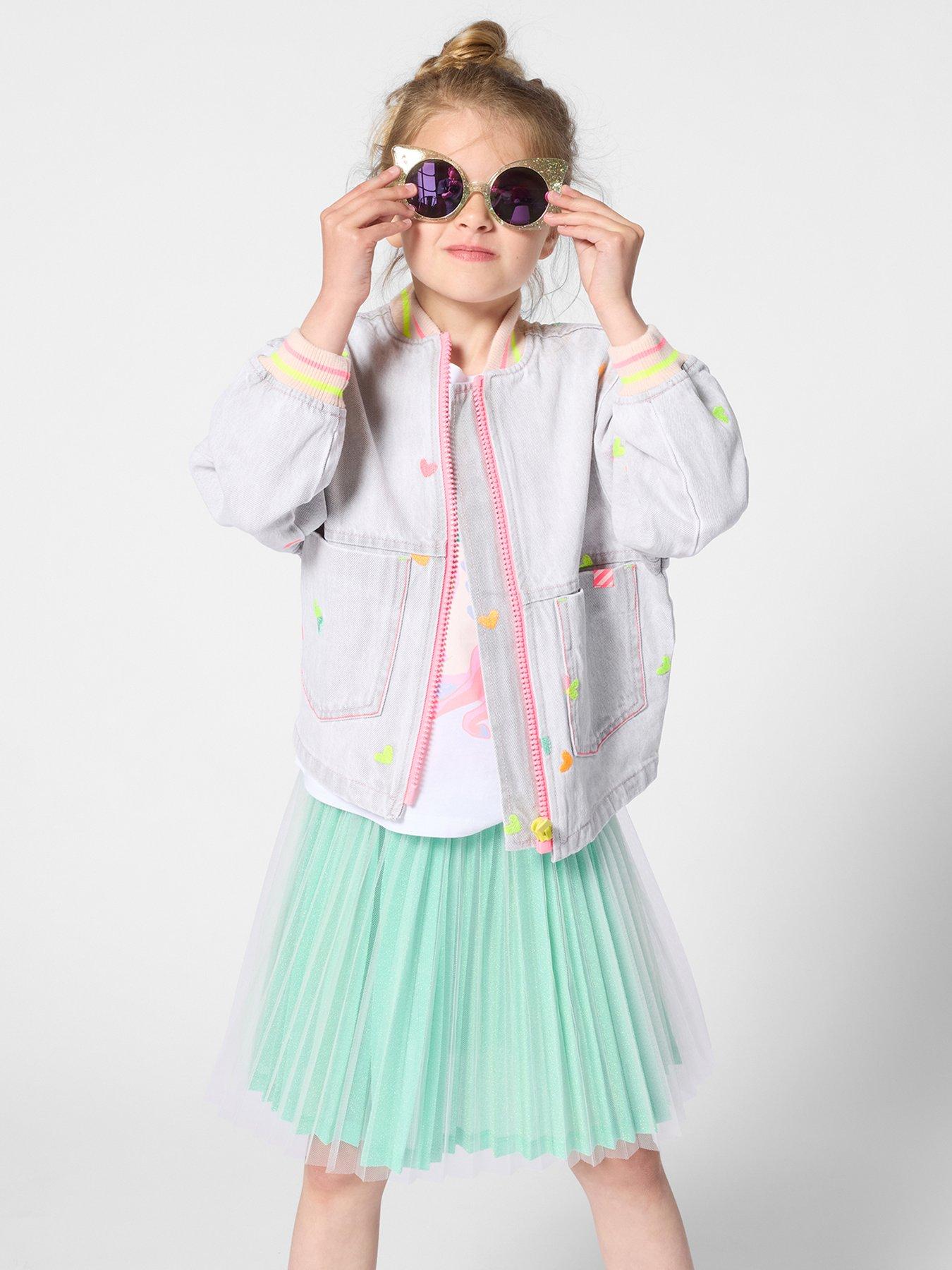 Billieblush Girls Mesh Pleated Skirt - Green