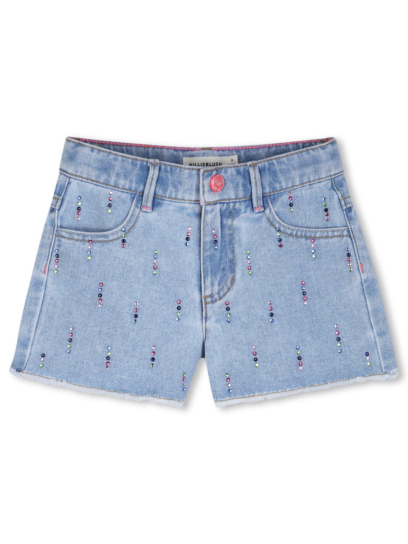 Billieblush Girls Jewel Denim Shorts - Blue