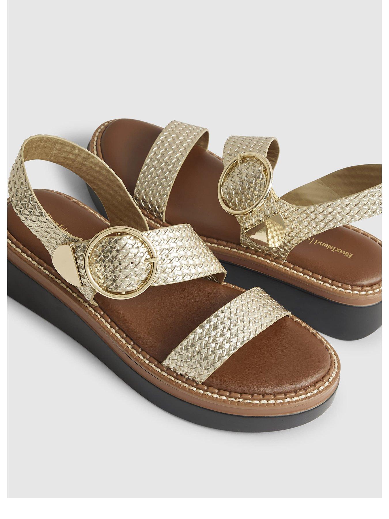  image of river-island-two-part-ring-buckle-flatform-gold