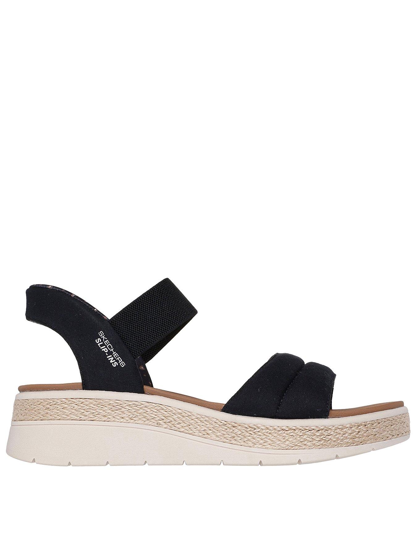Skechers Bobs Sun Ray Wedge Sandals - Black