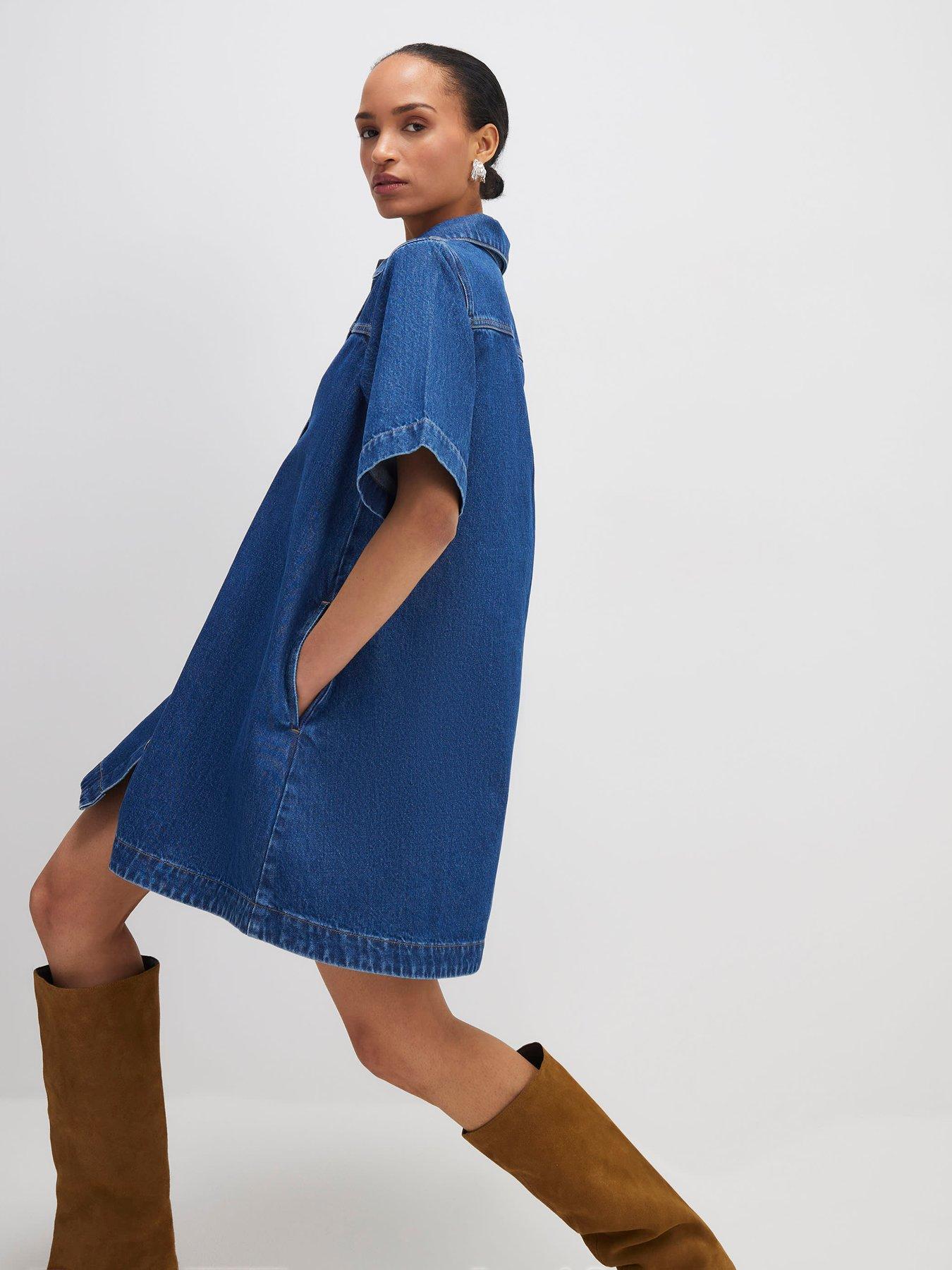 Image 3 of 4 of River Island Solero Button Through Dress - Blue