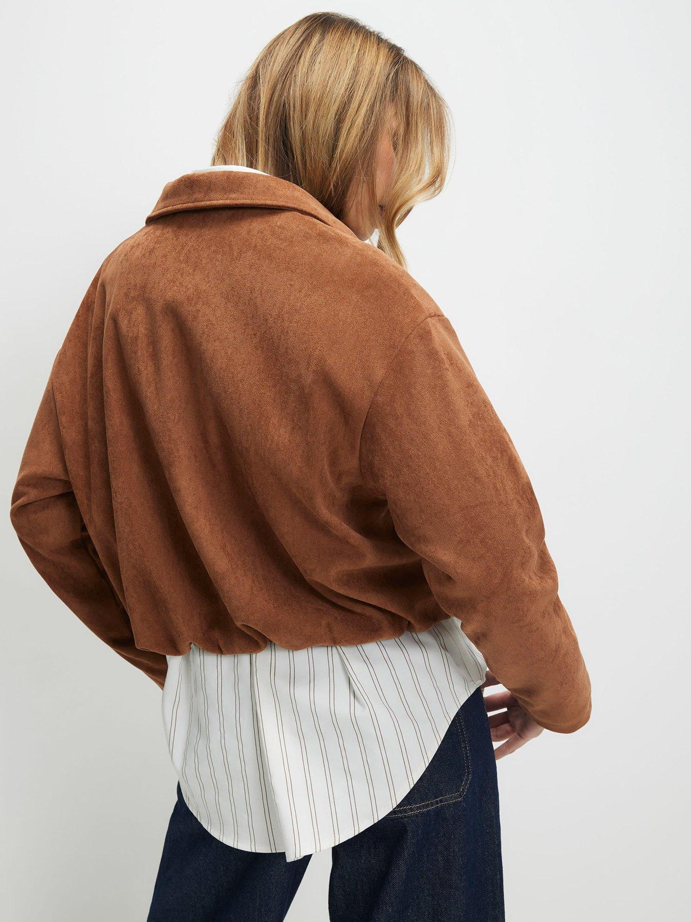  image of river-island-suedette-bubble-hem-bomber-orange