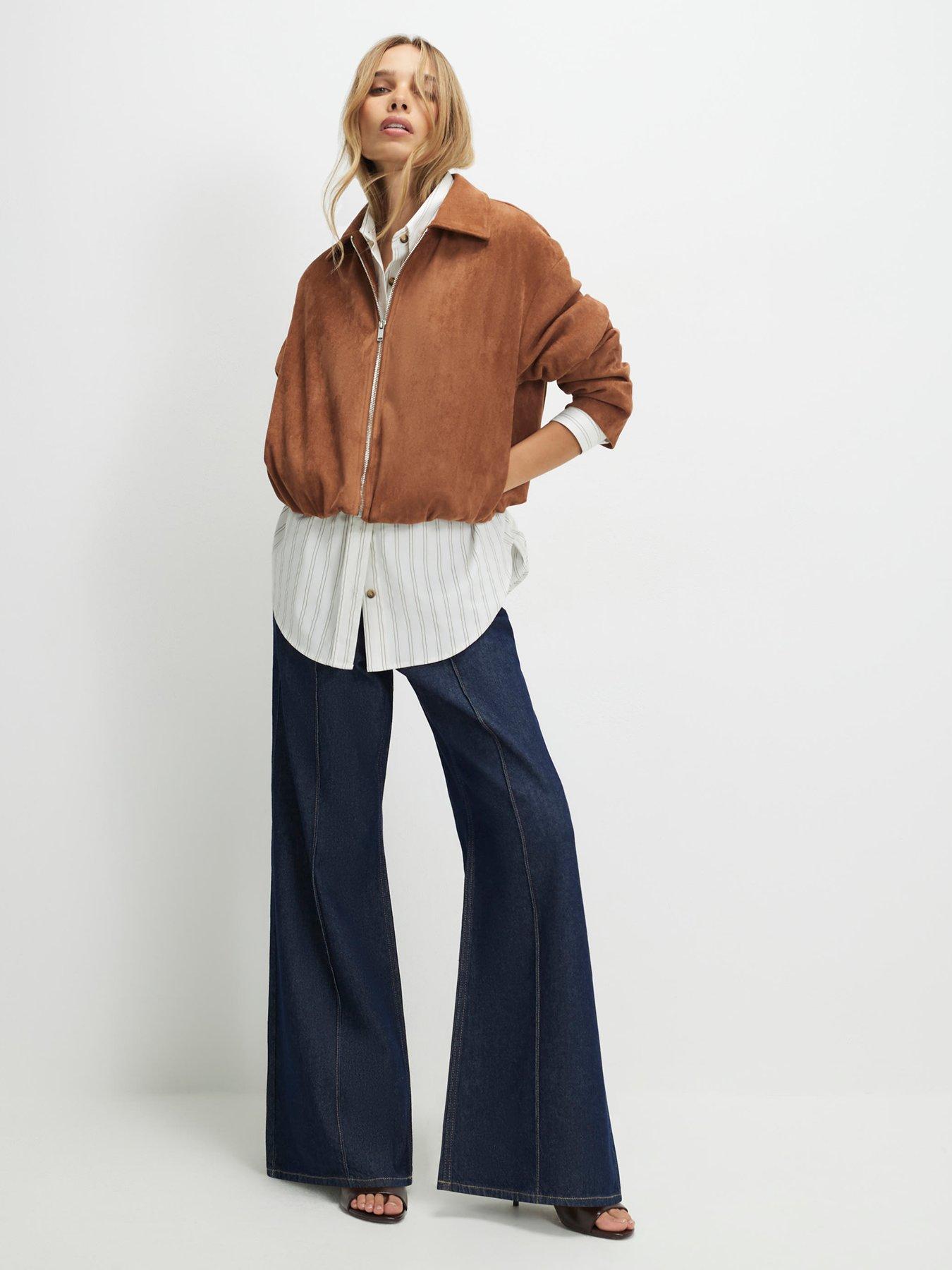  image of river-island-suedette-bubble-hem-bomber-orange