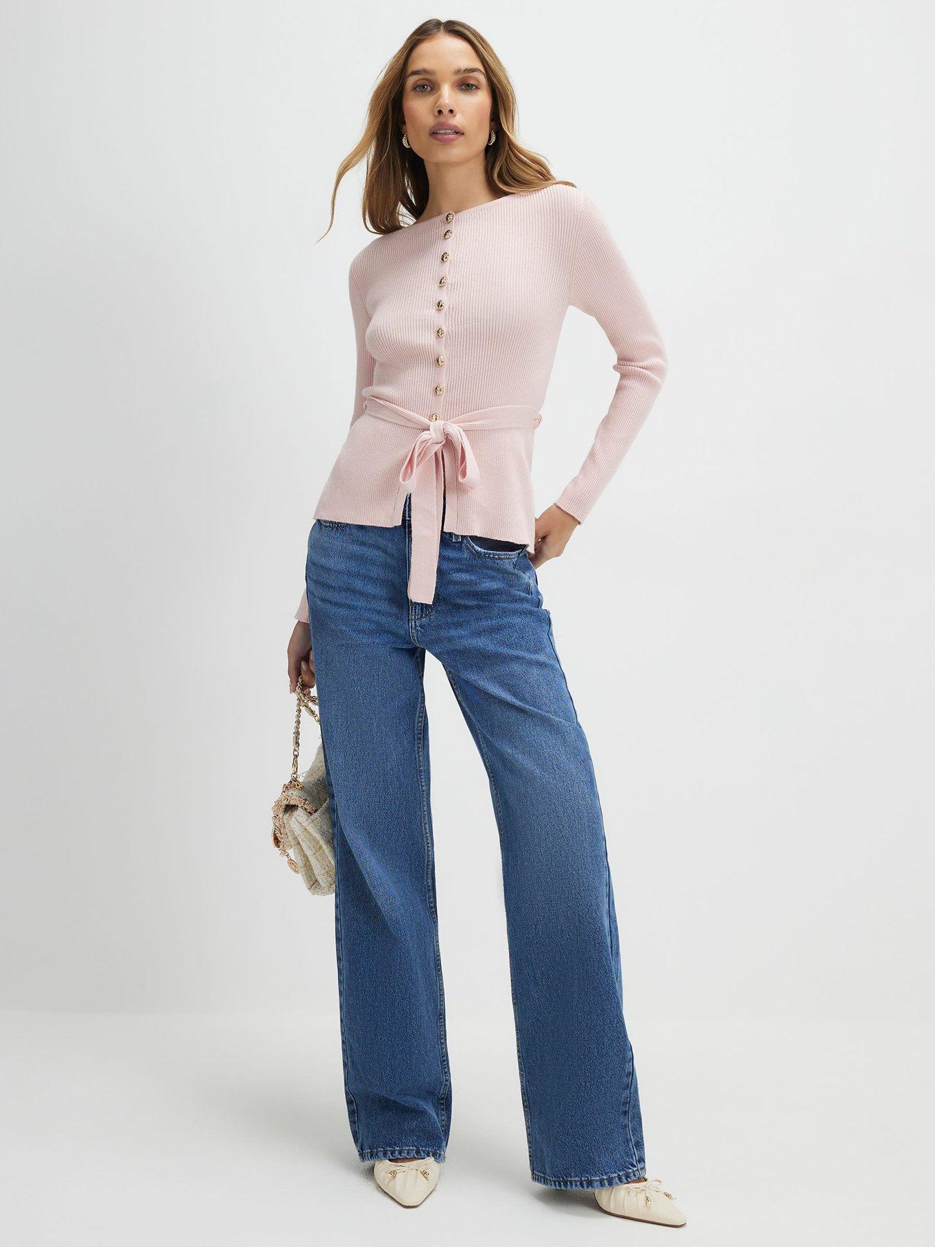 Image 3 of 4 of River Island Waisted Cardi - Pink