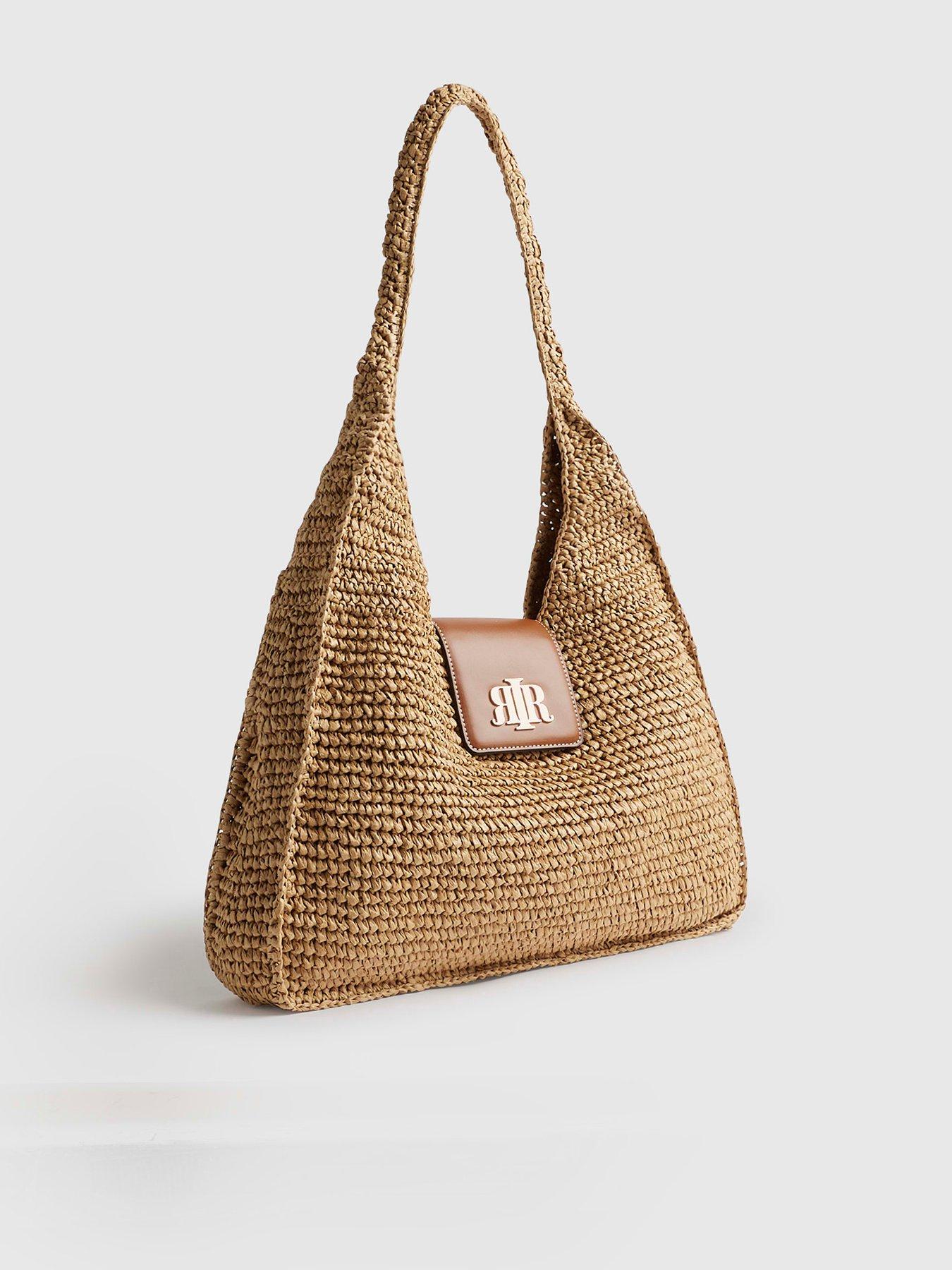 stillFront image of river-island-raffia-flap-front-slouch-beige
