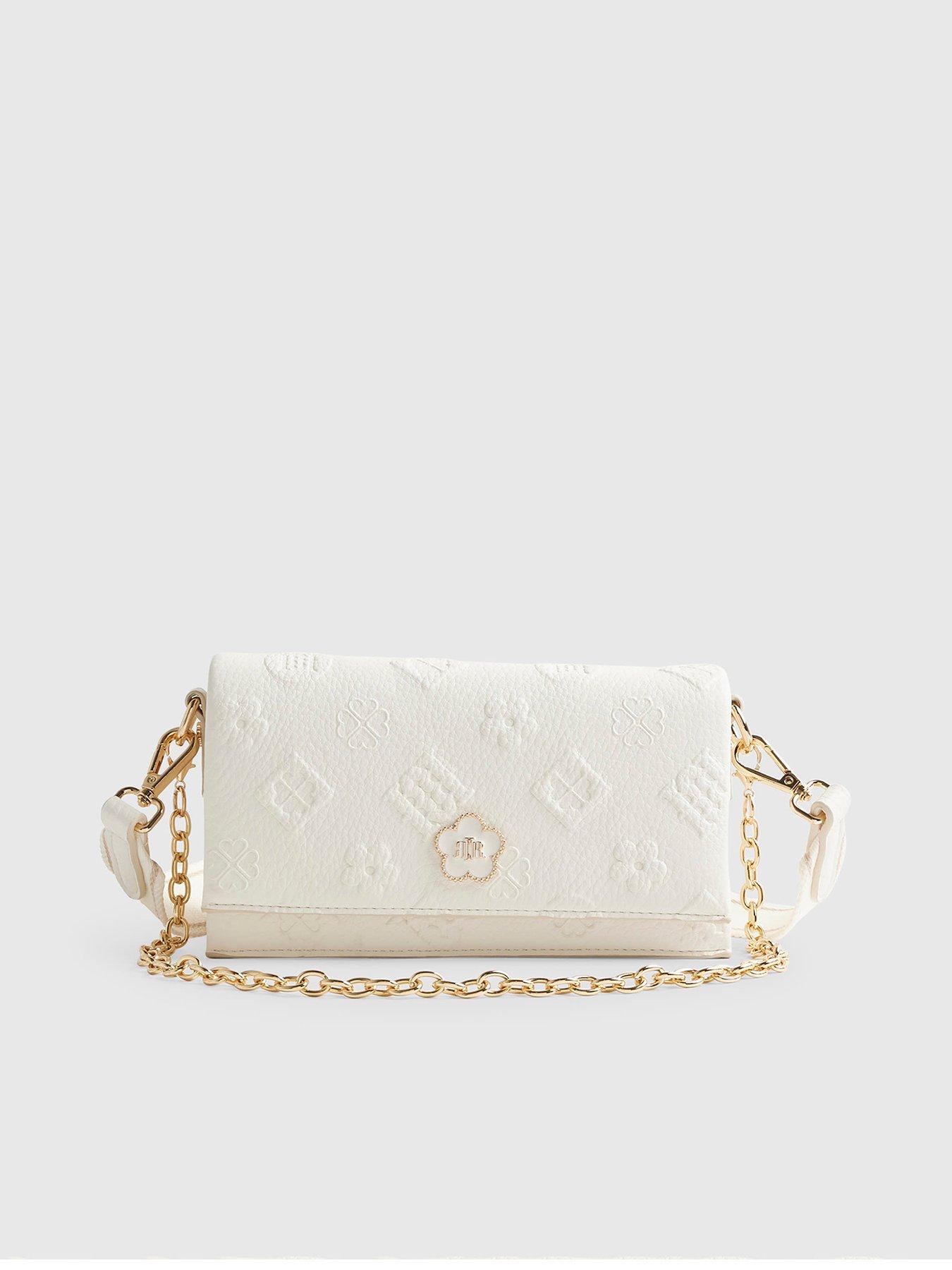  image of river-island-embossed-monogram-cross-body-bag-cream
