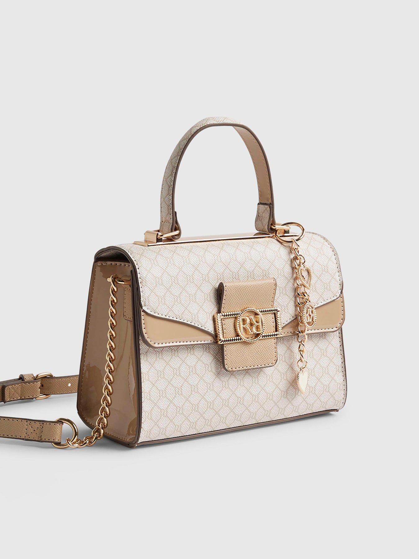  image of river-island-monogram-panelled-mini-tote-bag-beige