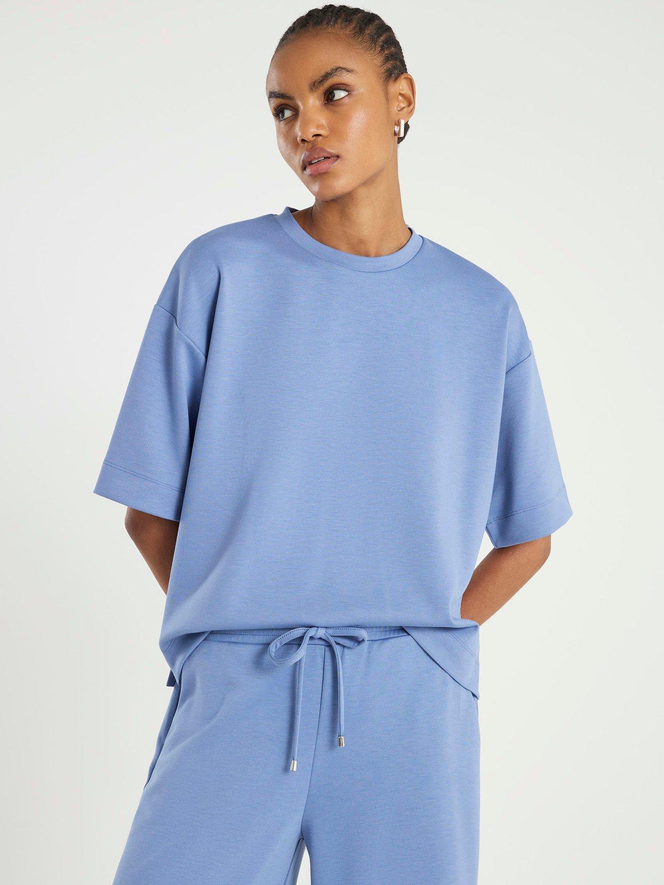 River Island Short Sleeve Premium Neo Boxy Clean T-Shirt - Blue