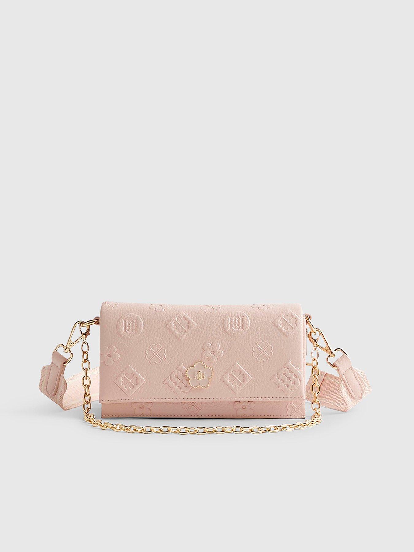 Image 2 of 6 of River Island Embossed Monogram Cross Body Bag - Pink