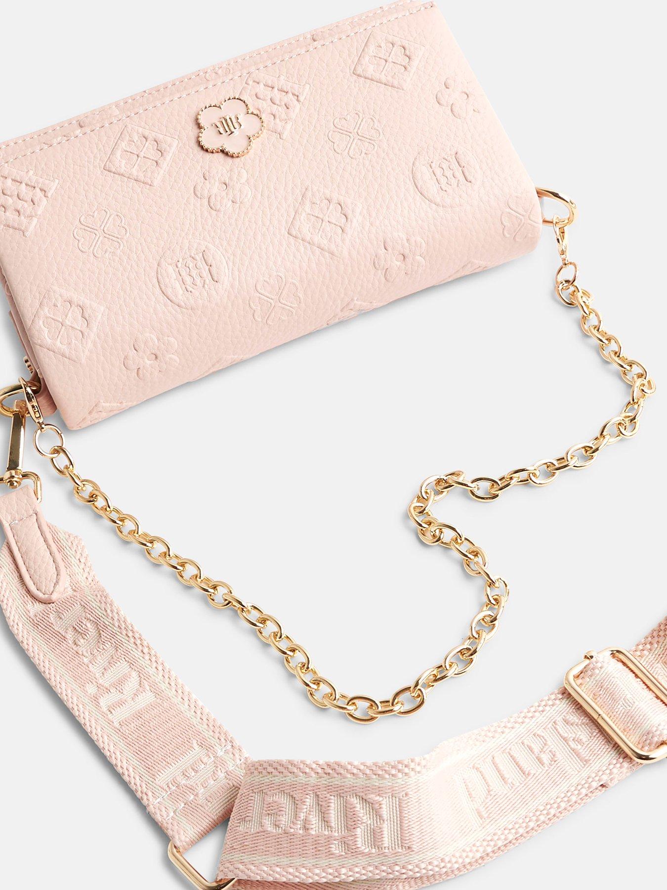 Image 5 of 6 of River Island Embossed Monogram Cross Body Bag - Pink