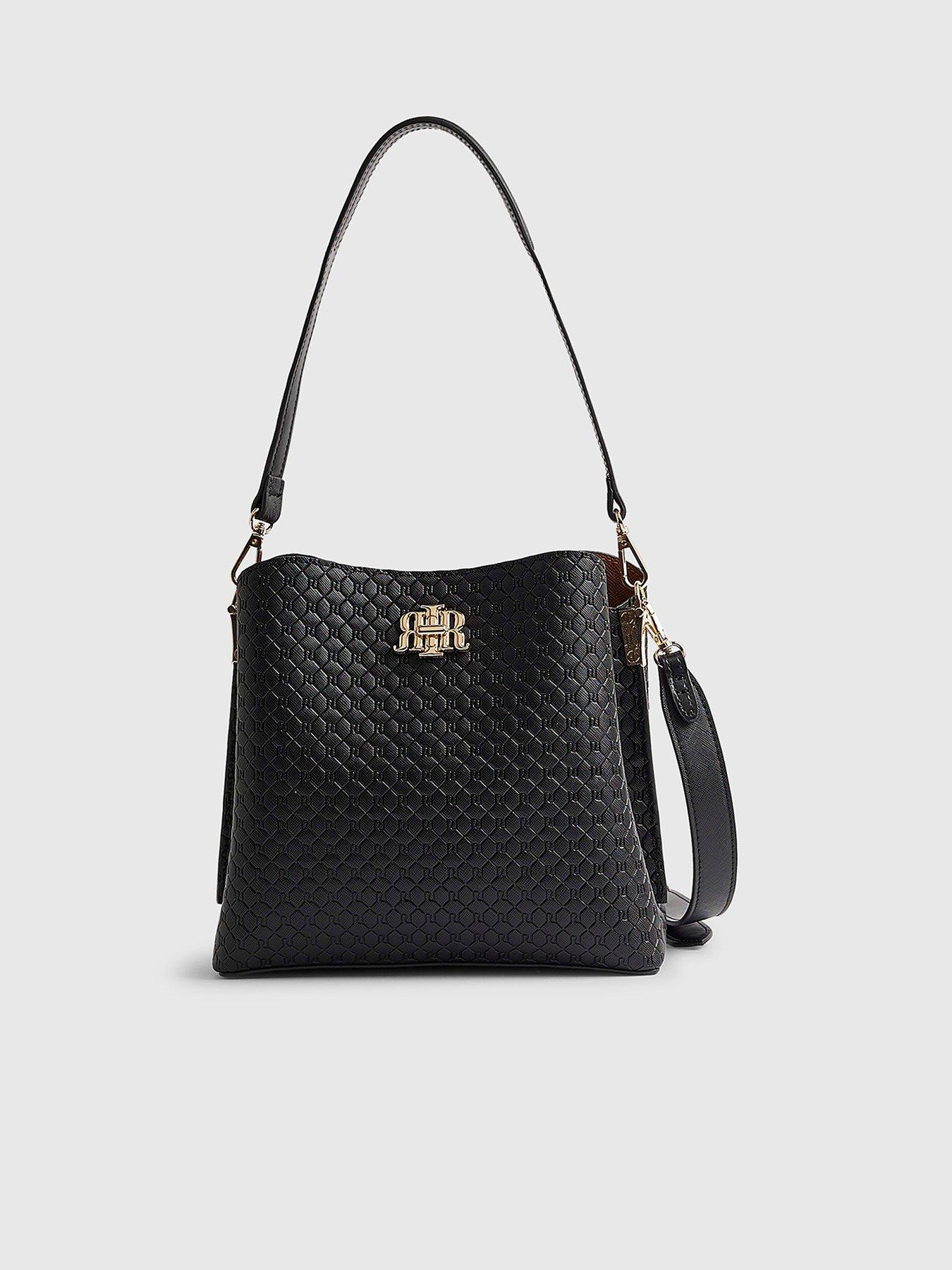 Image 2 of 6 of River Island Monogram Bucket Bag - Black