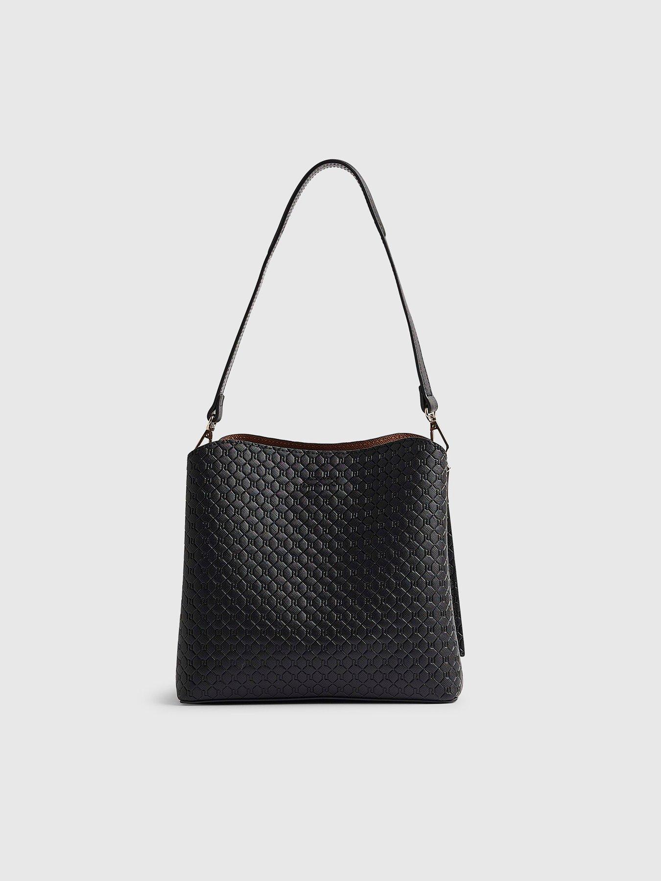 Image 4 of 6 of River Island Monogram Bucket Bag - Black