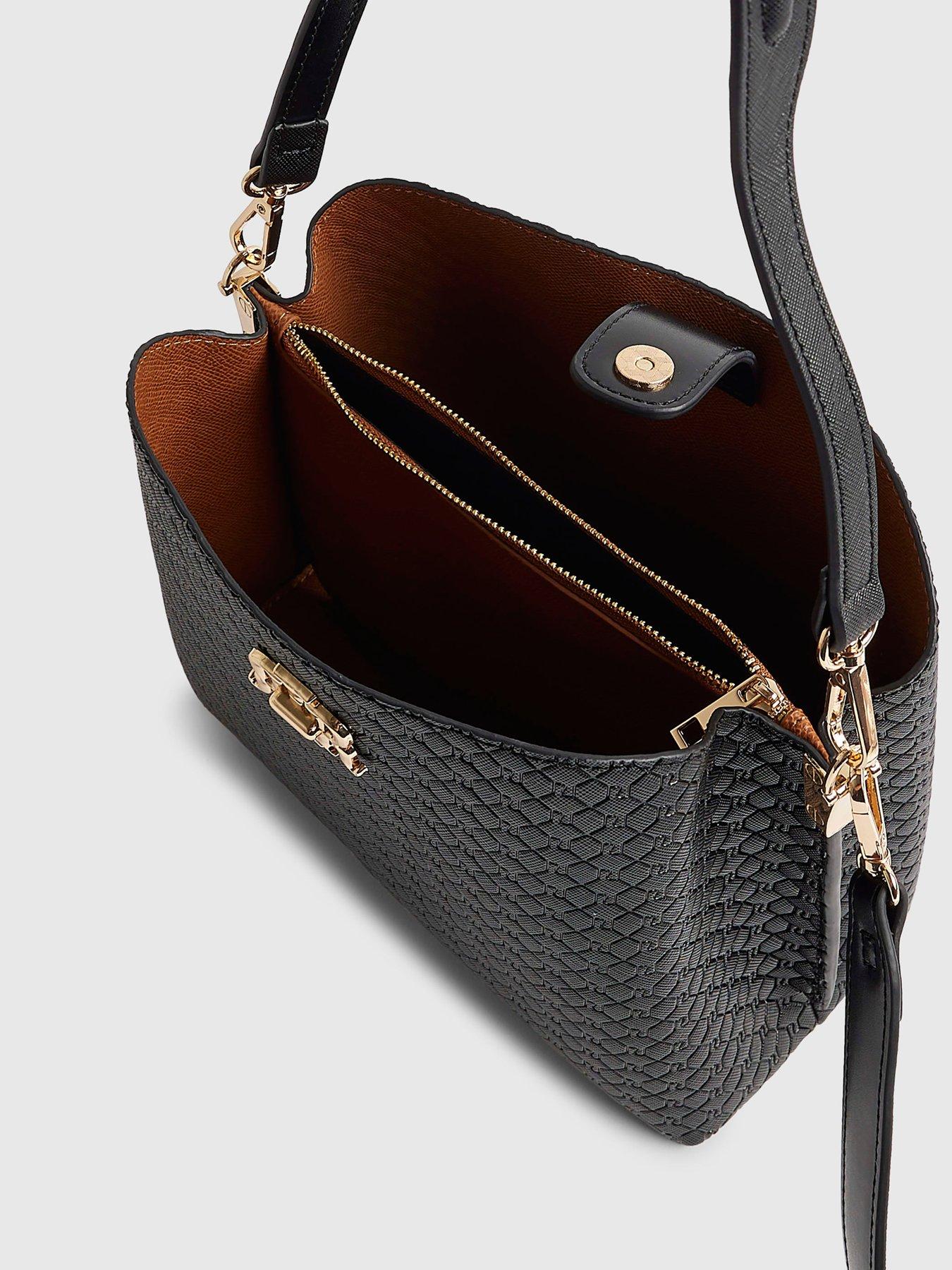 Image 6 of 6 of River Island Monogram Bucket Bag - Black