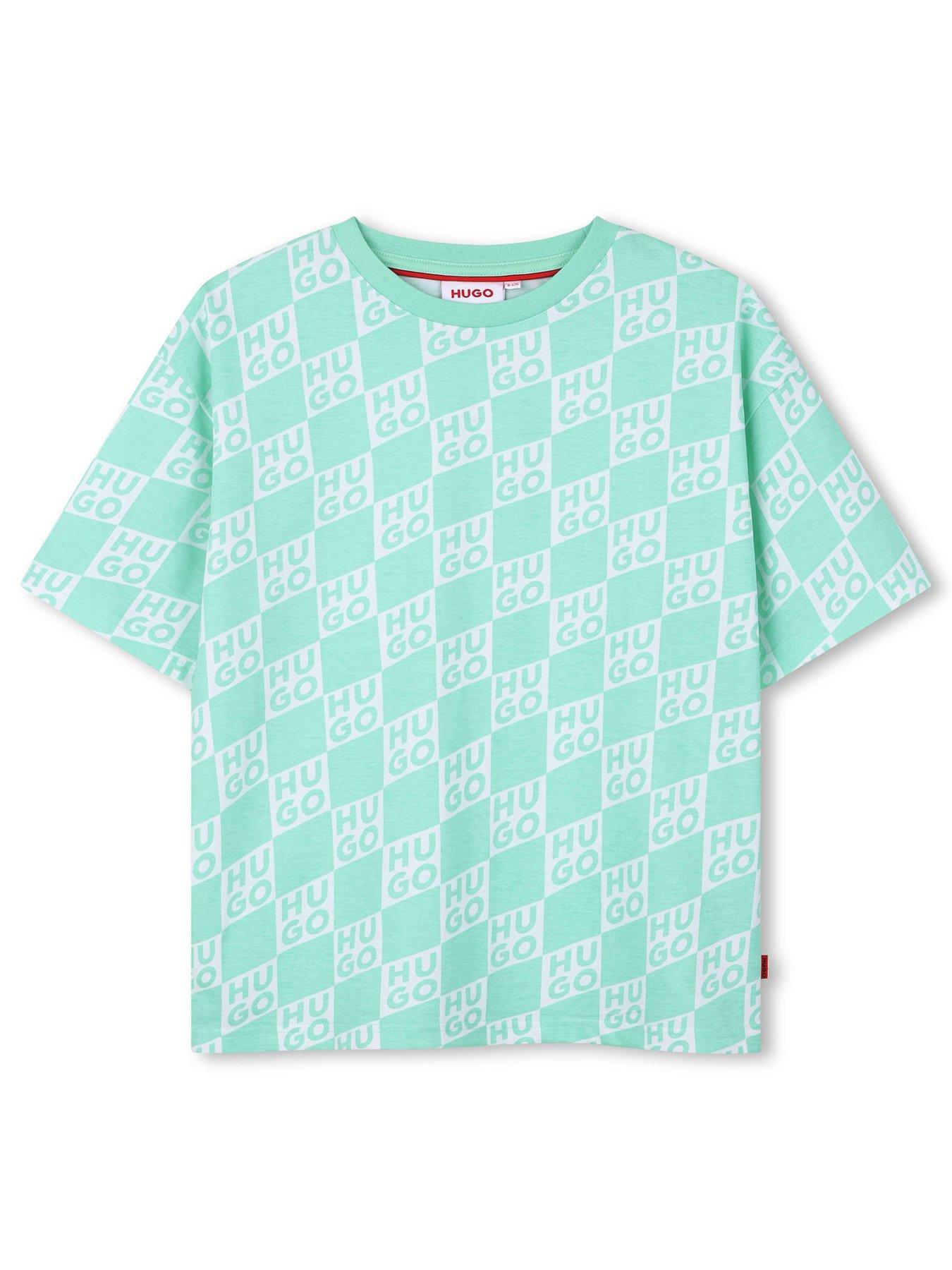 HUGO Boys Logo Print Short Sleeve T-shirt - Green