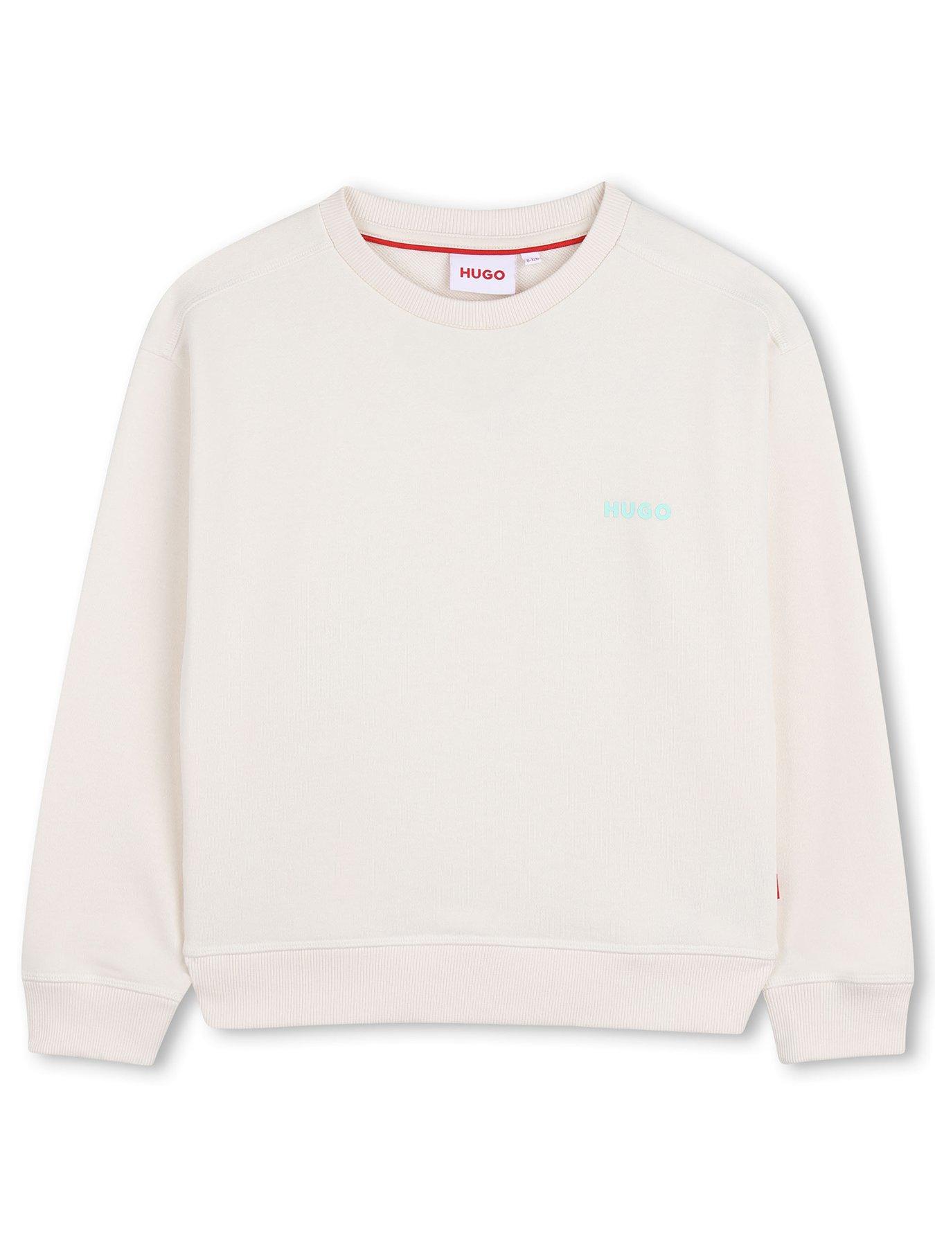 HUGO Boys Back Print Sweat Top - Off White