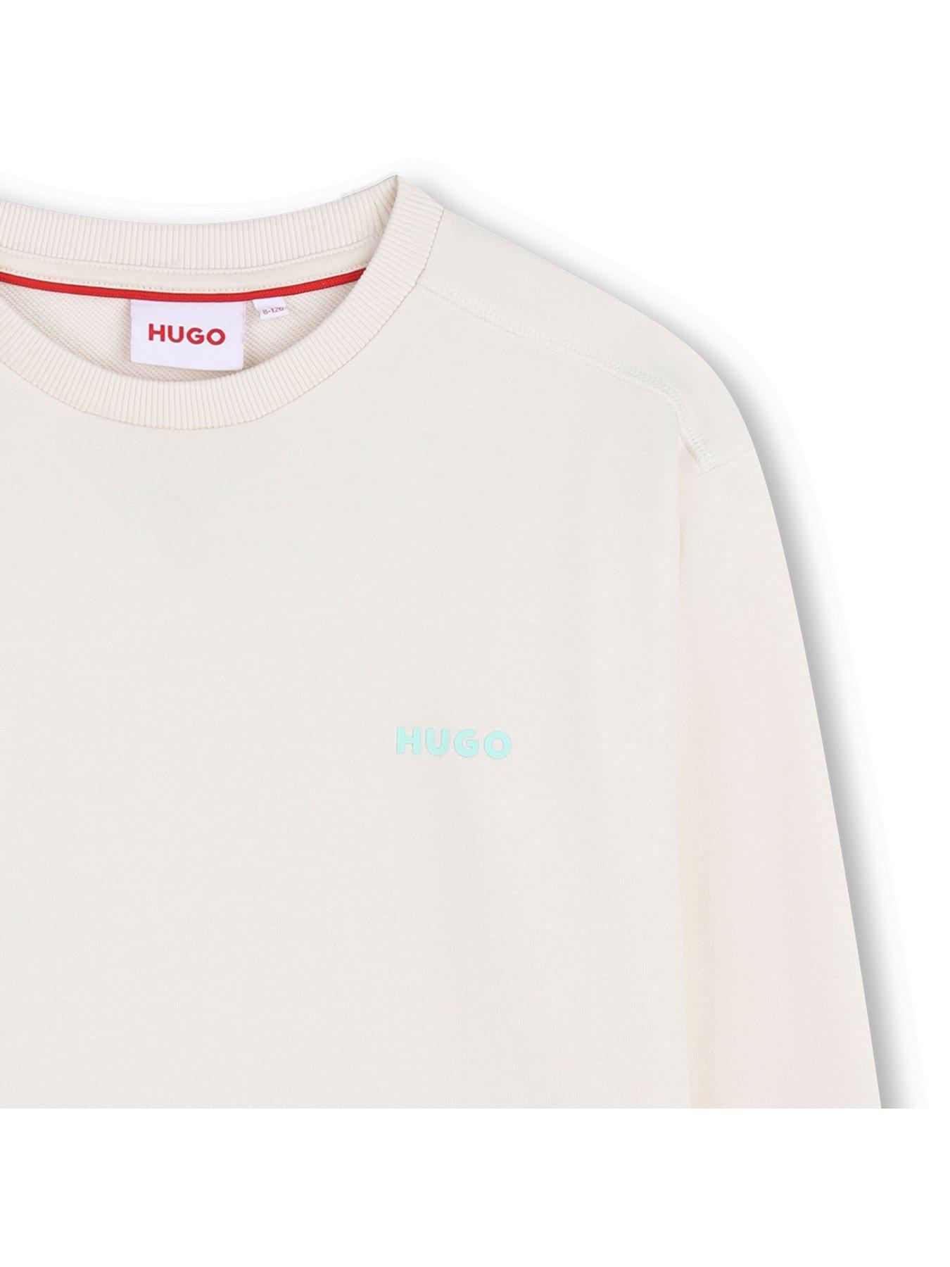  image of hugo-boys-back-print-sweat-top-off-white