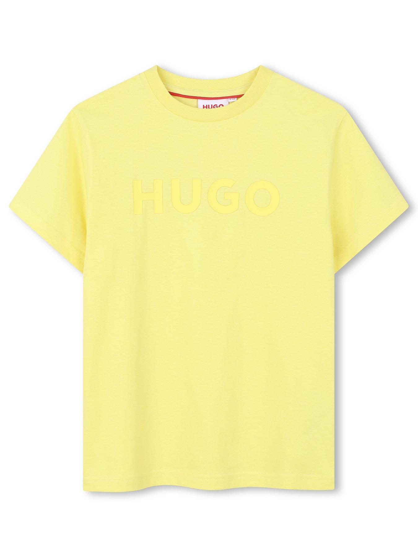 HUGO Boys Logo Short Sleeve T-shirt - Yellow