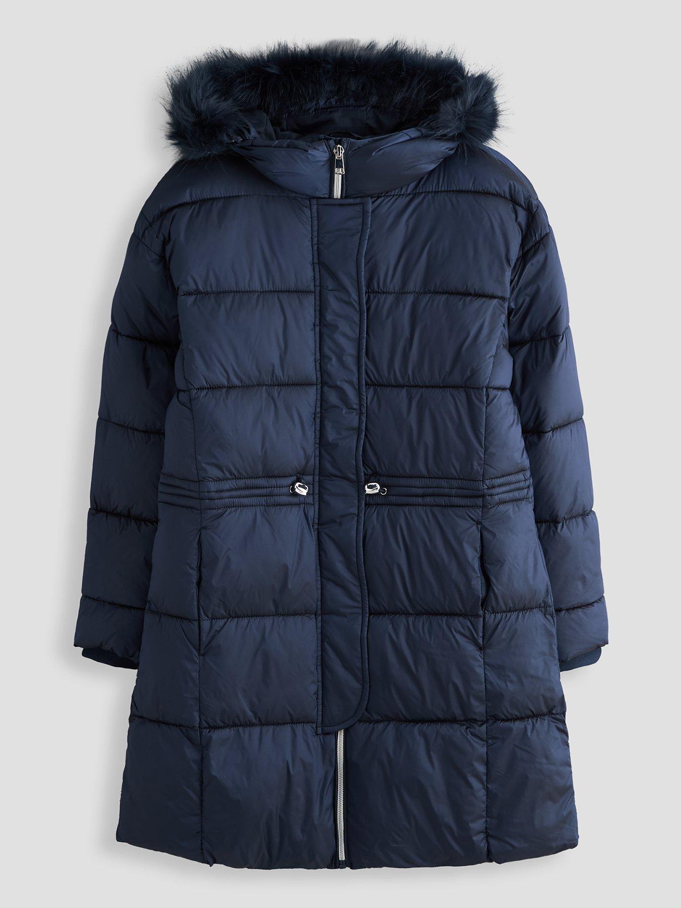 The Very Collection Girls Padded Coat With Hood- Navy