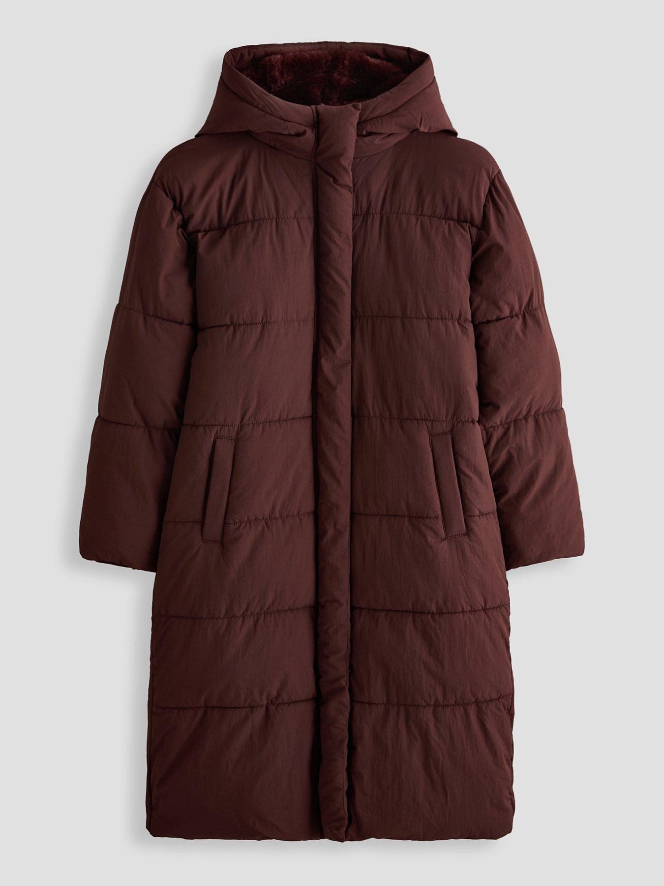 Image 1 of 5 of The Very Collection Girls Longline Padded Basic Coat (3 - 16 years) - Chocolate