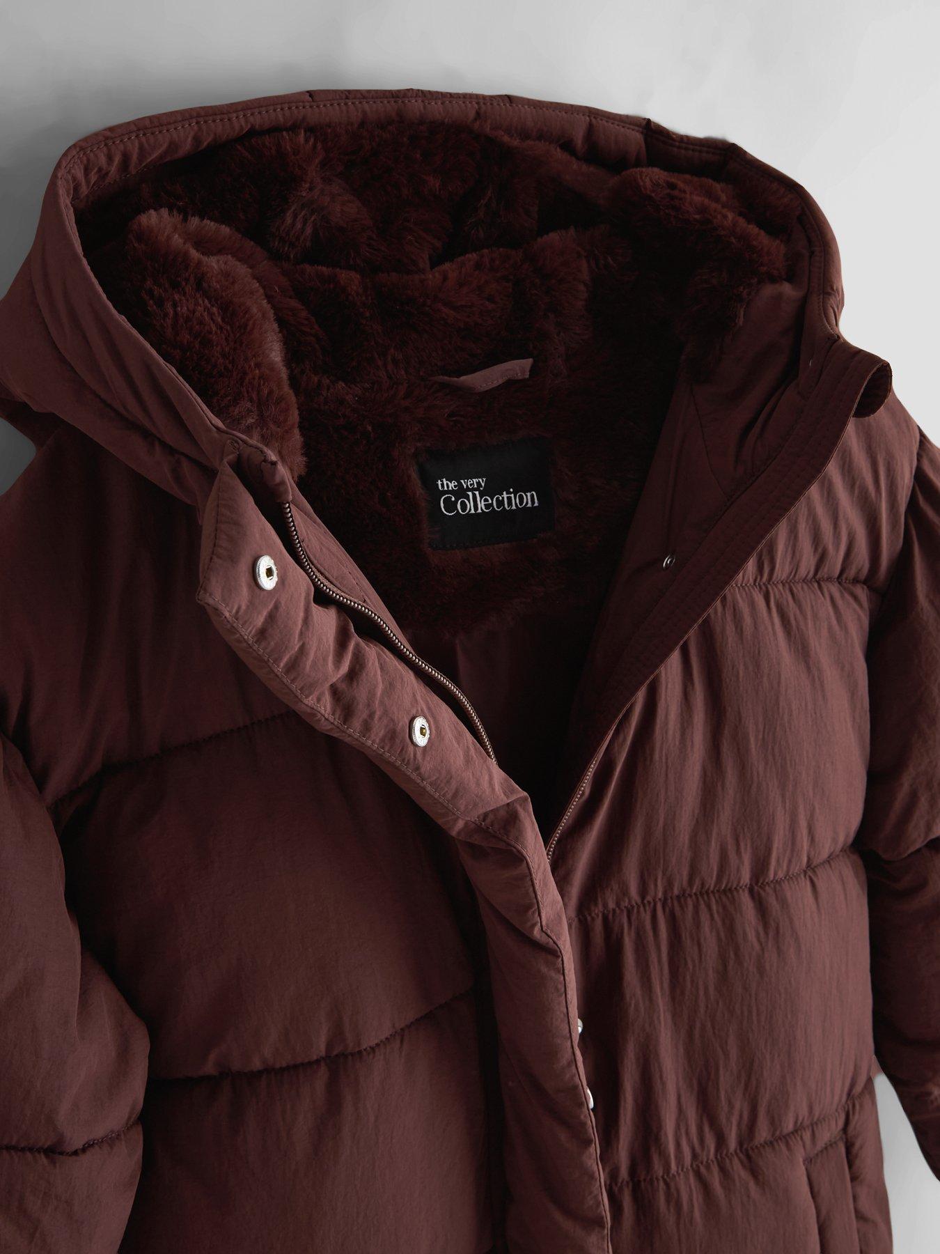 Image 3 of 5 of The Very Collection Girls Longline Padded Basic Coat (3 - 16 years) - Chocolate