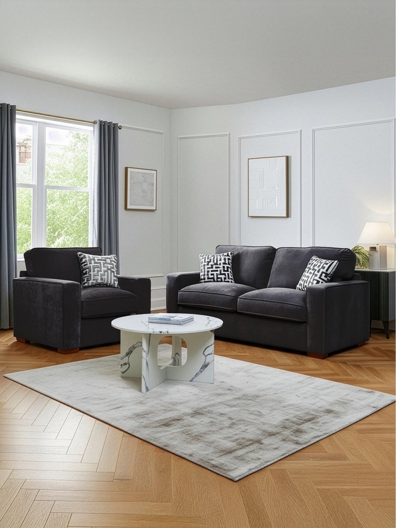 Image 1 of 7 of The Very Collection Monaco 3 Seater Fabric Sofa + Chair