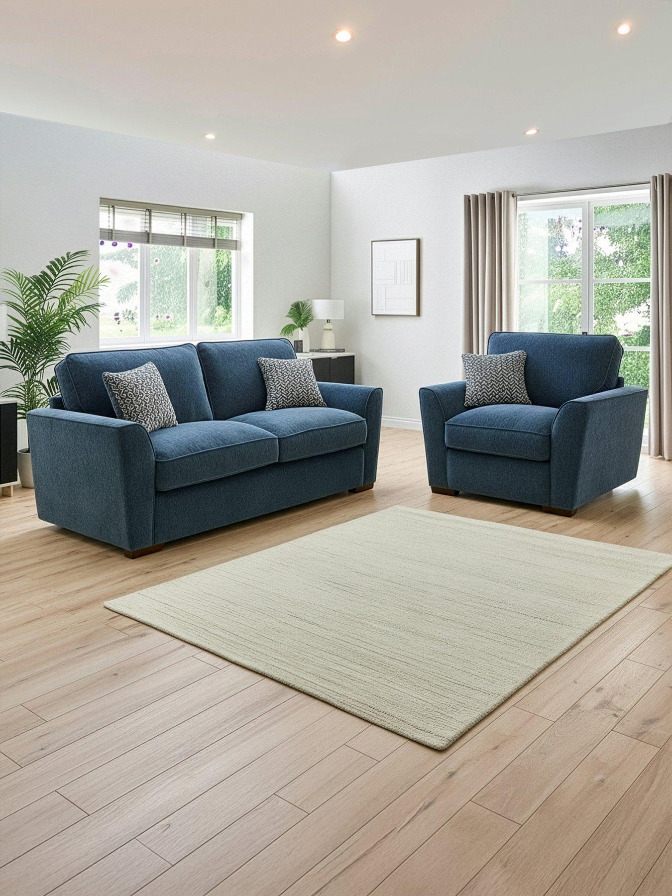 Image 1 of 6 of The Very Collection Lucerne 3 Seater Fabric Sofa + Chair