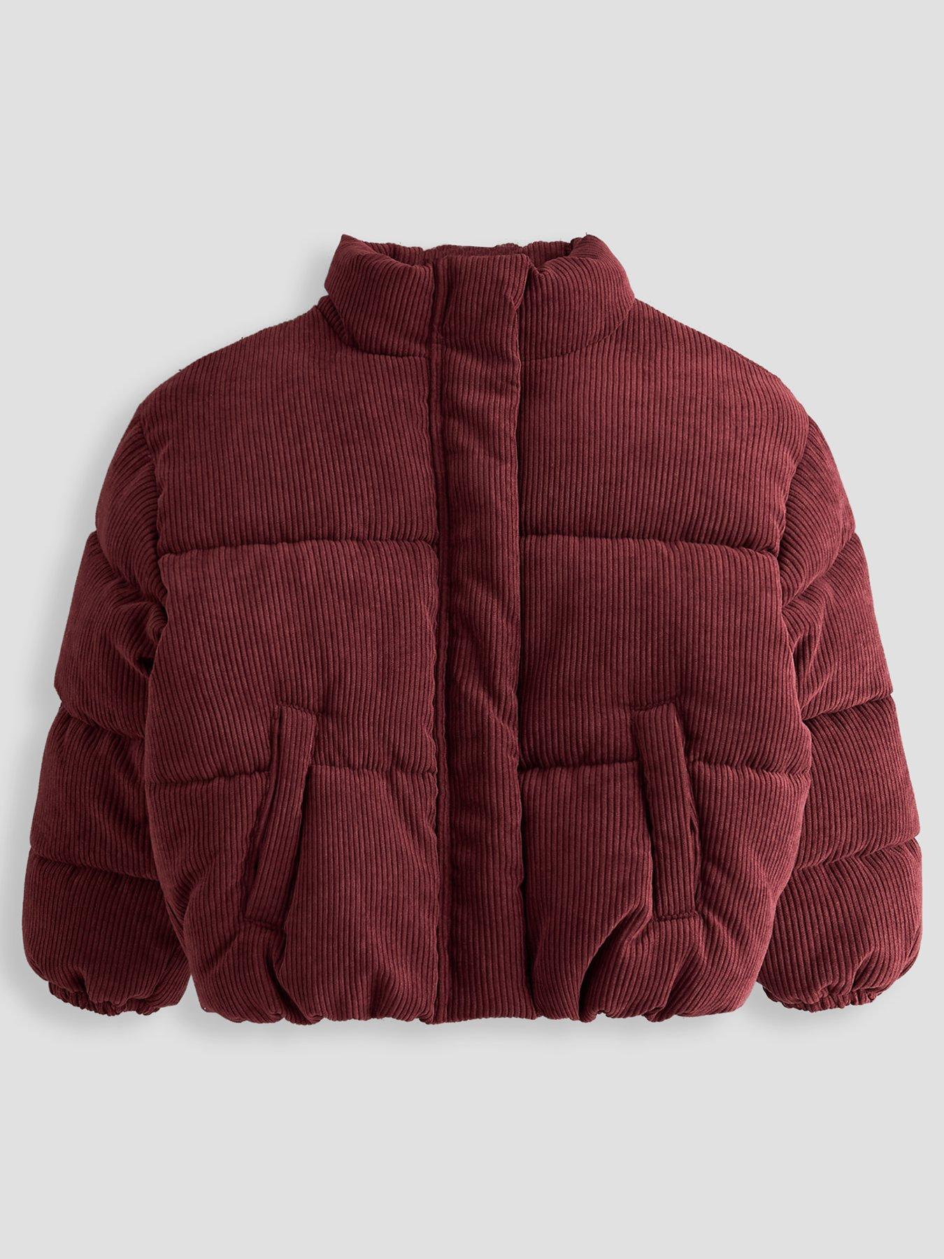 The Very Collection Girls Corded Shorter Length Basic Coat - Red