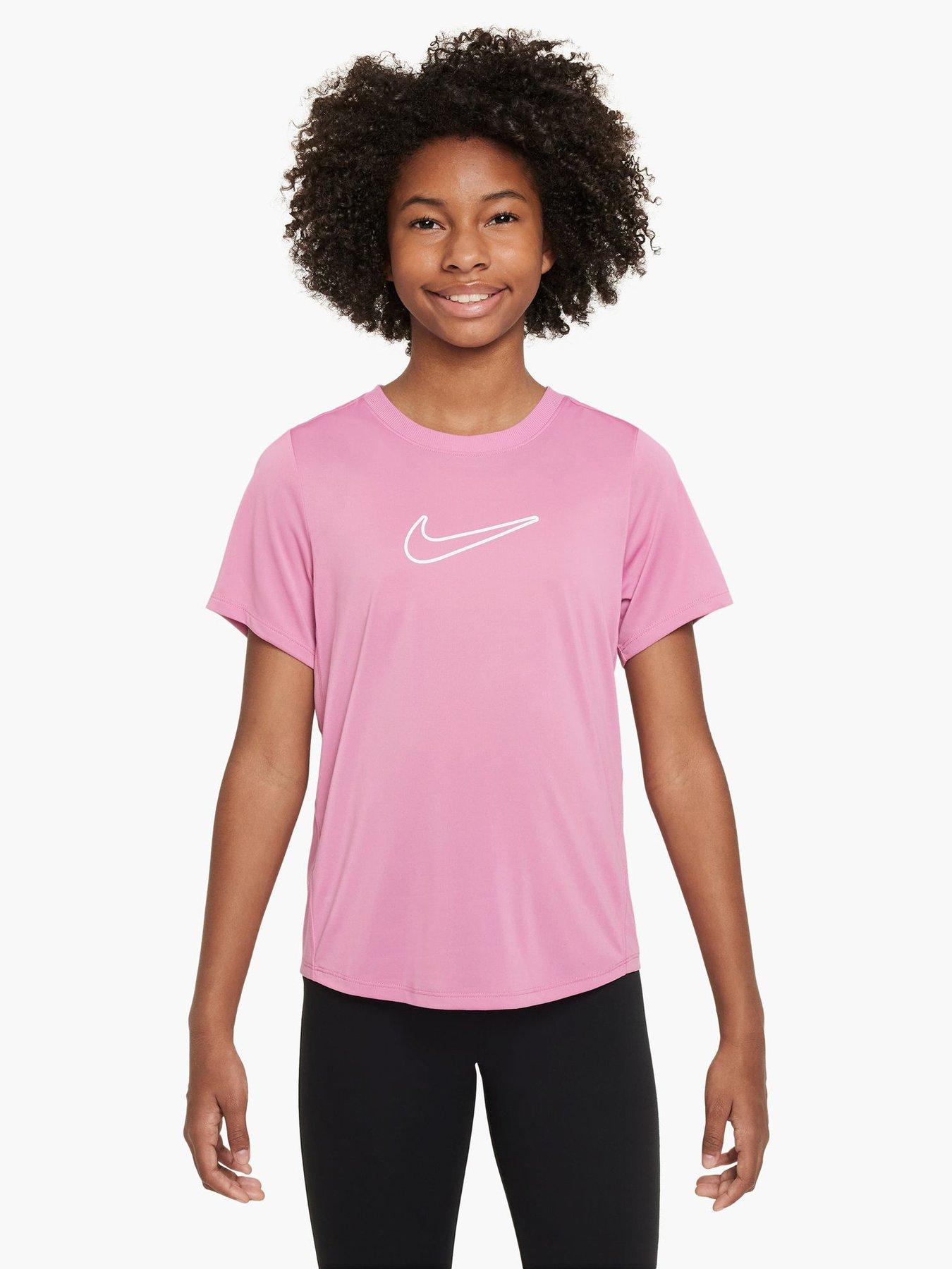 Nike Junior Girls Training Dri-Fit Short-Sleeve T-Shirt - Pink