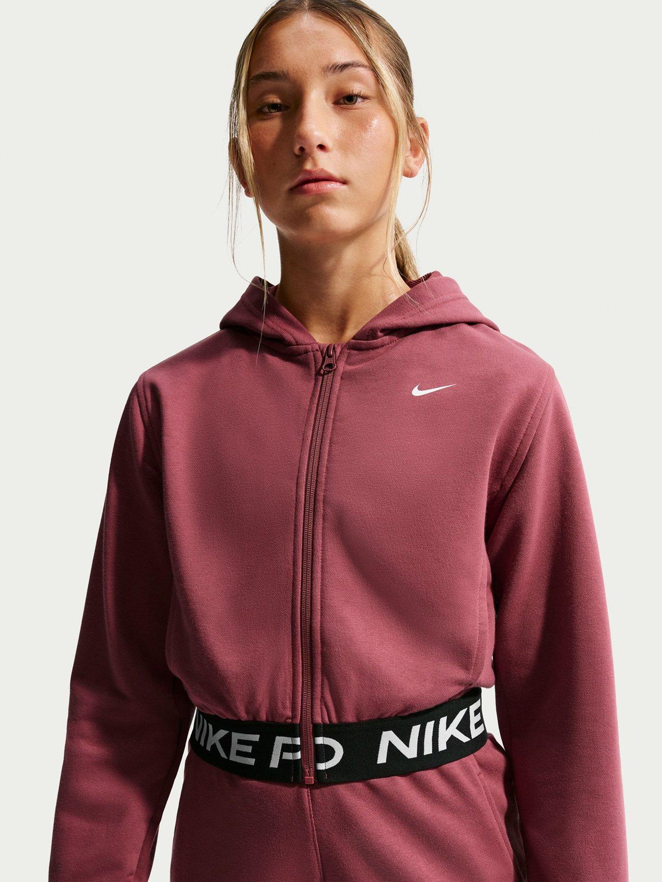 Nike Older Girls Training Dri-FIT Full-Zip Hoodie - Pink