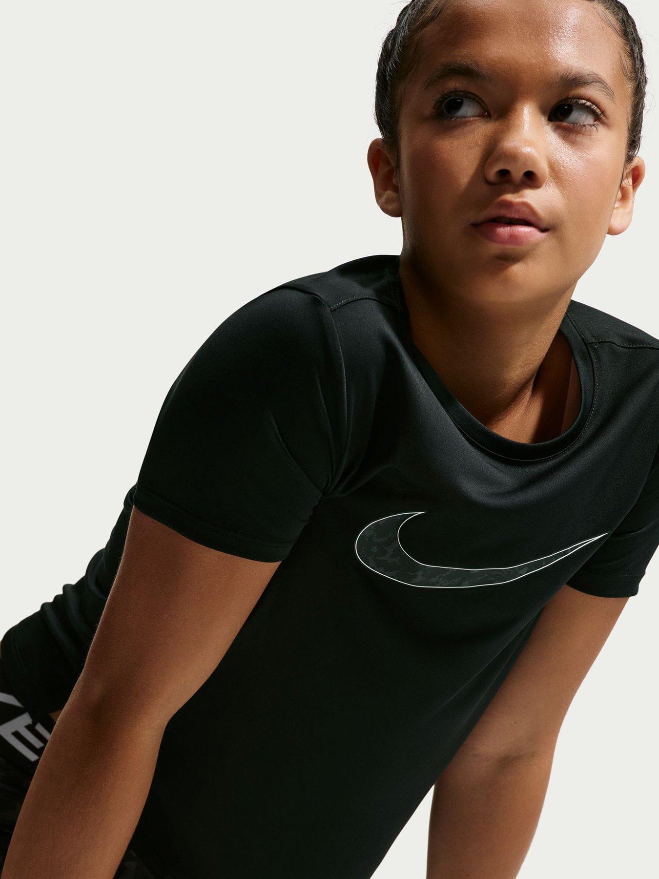 Image 3 of 5 of Nike Older Girls Training Pro One T-Shirt - Black