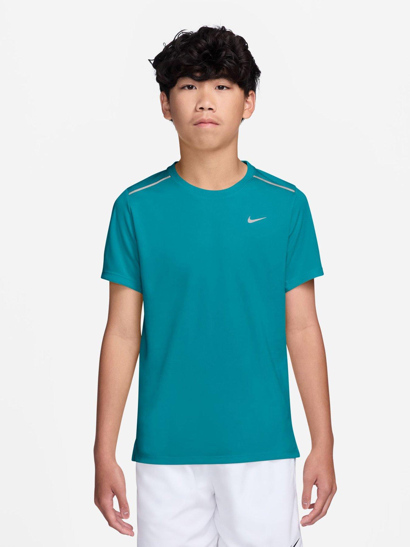 Image 1 of 4 of Nike Older Boys Miler Dri-FIT Short-Sleeve T-Shirt - Green