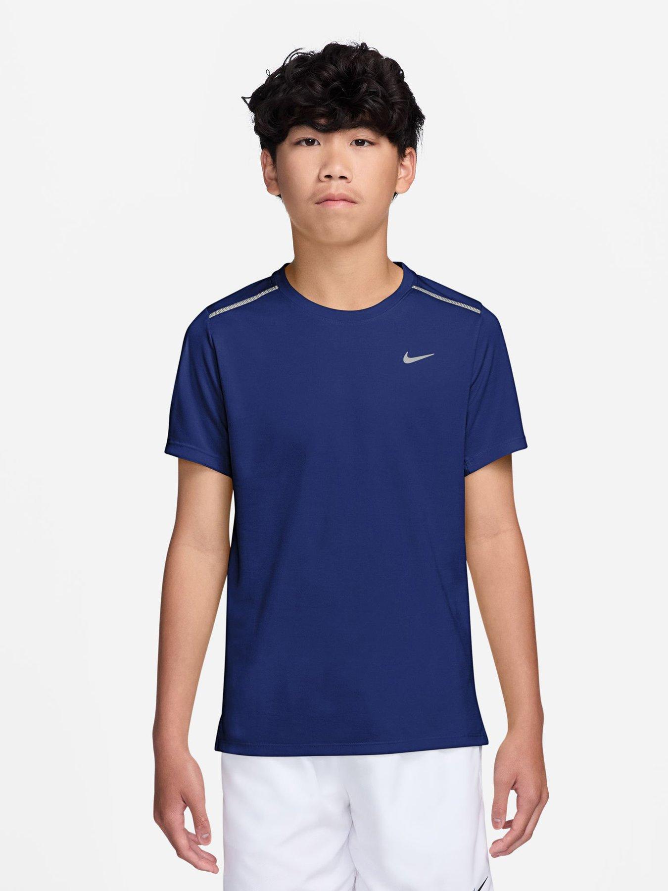 Nike Older Boys Miler Dri-FIT Short-Sleeve T-Shirt - Blue