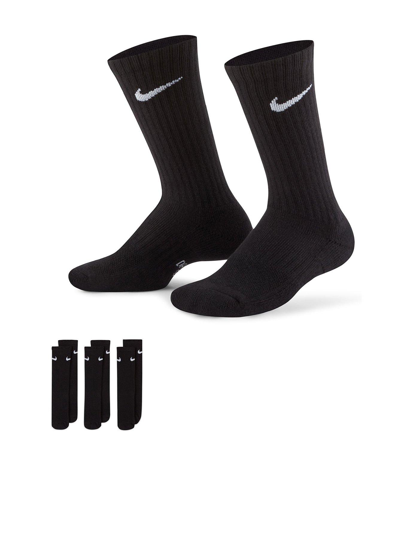 Nike Kids Everyday Cushioned Crew Socks (3 Pairs) - Black