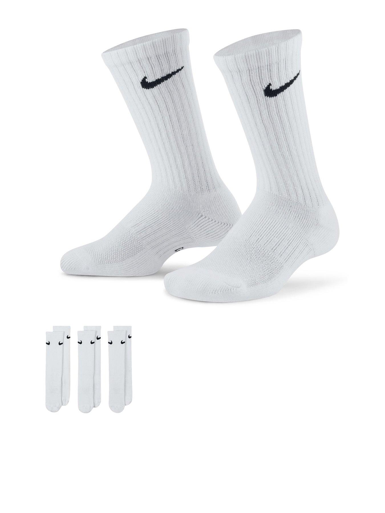 Nike Older Kids Everyday Cushioned Crew Socks (3 Pair) - White/Black