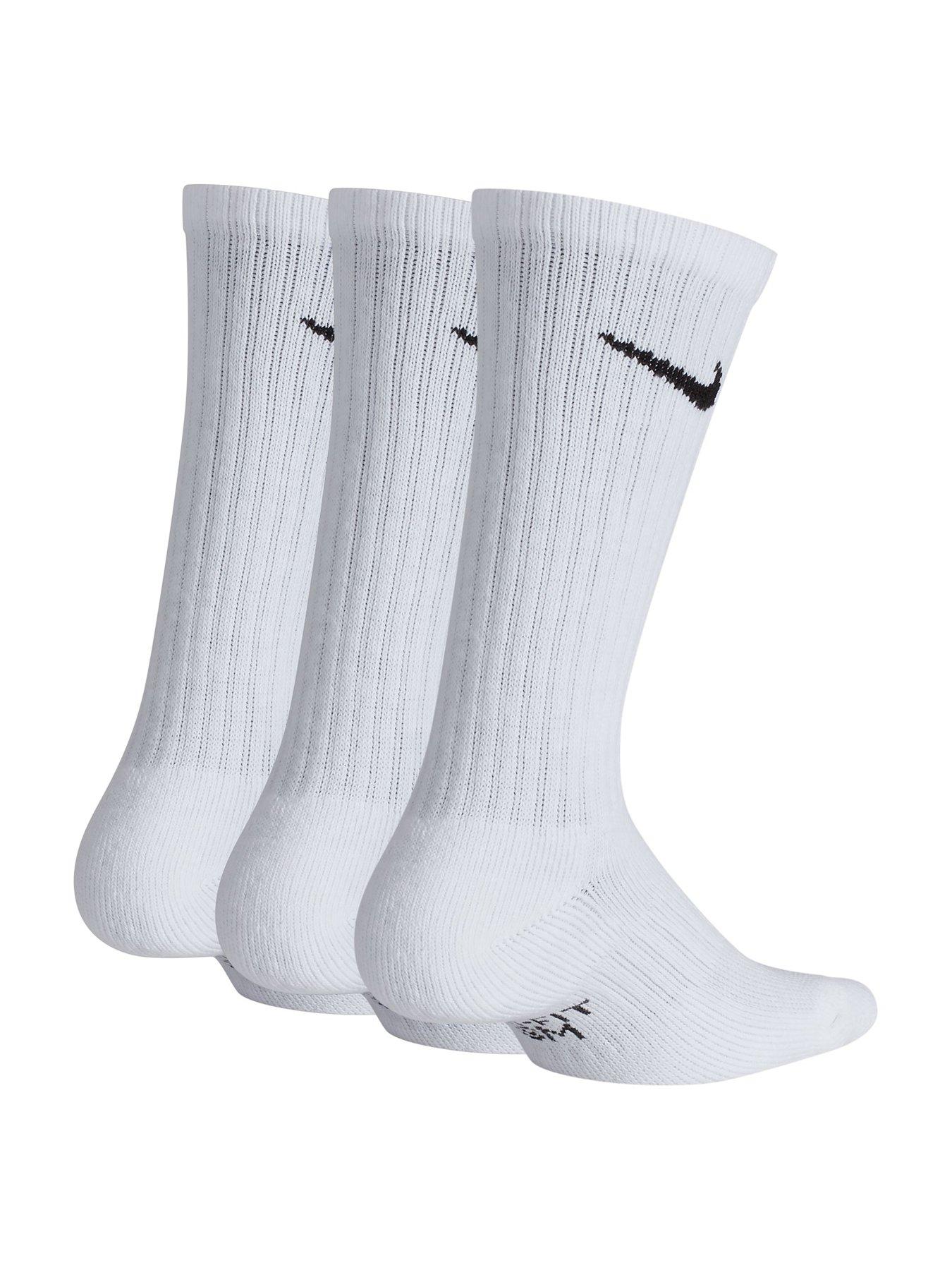 Image 2 of 6 of Nike Older Kids Everyday Cushioned Crew Socks (3 Pair) - White/Black
