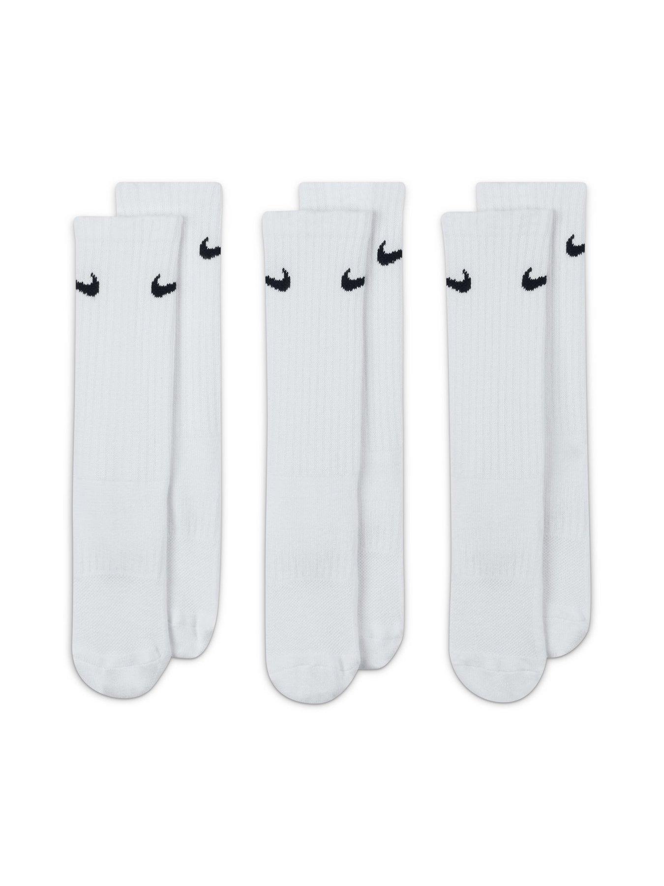 Image 6 of 6 of Nike Older Kids Everyday Cushioned Crew Socks (3 Pair) - White/Black