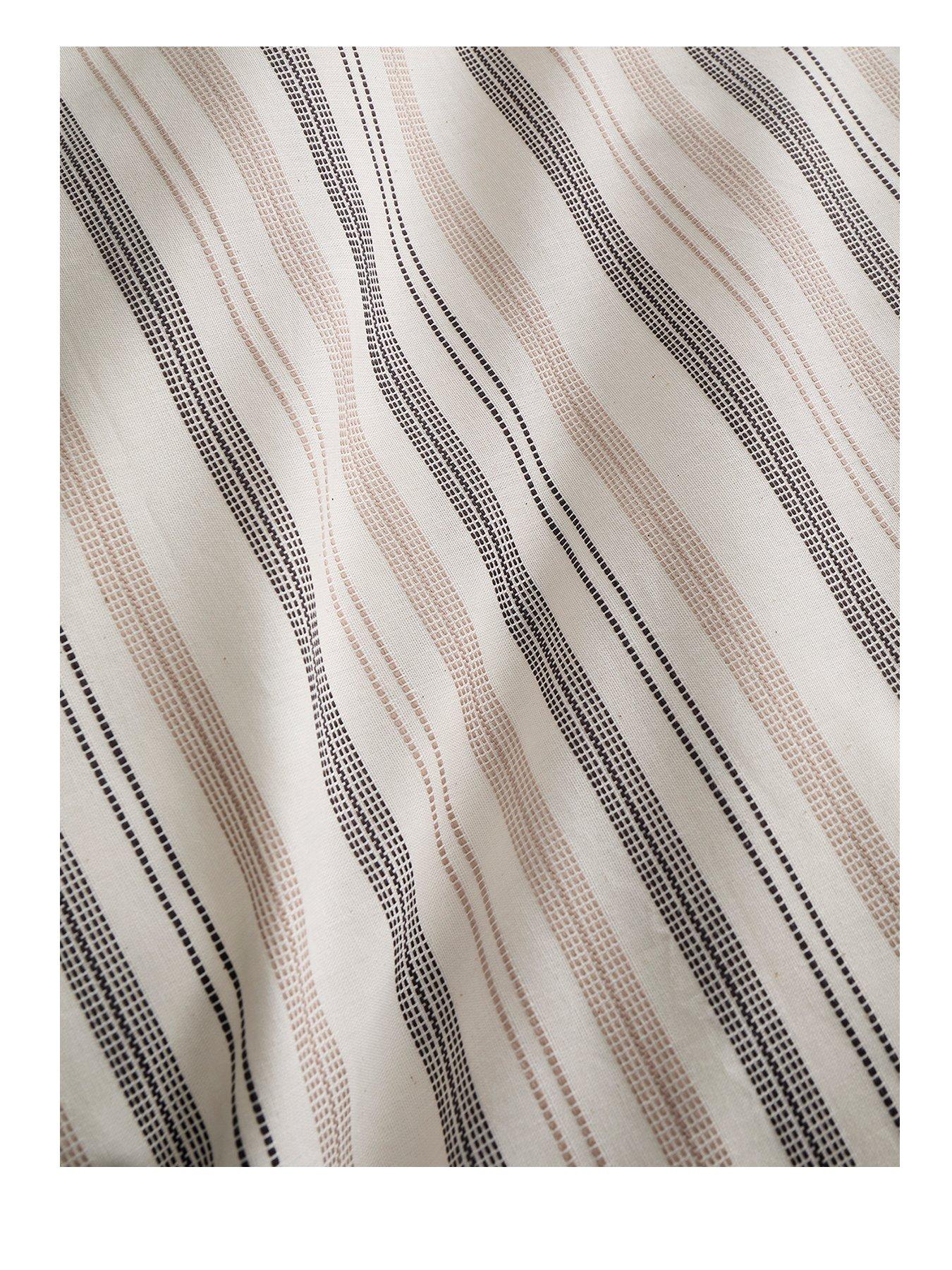 Image 2 of 3 of Appletree Yarn Dyed Woven Thin Stripe Duvet Cover Set in Natural
